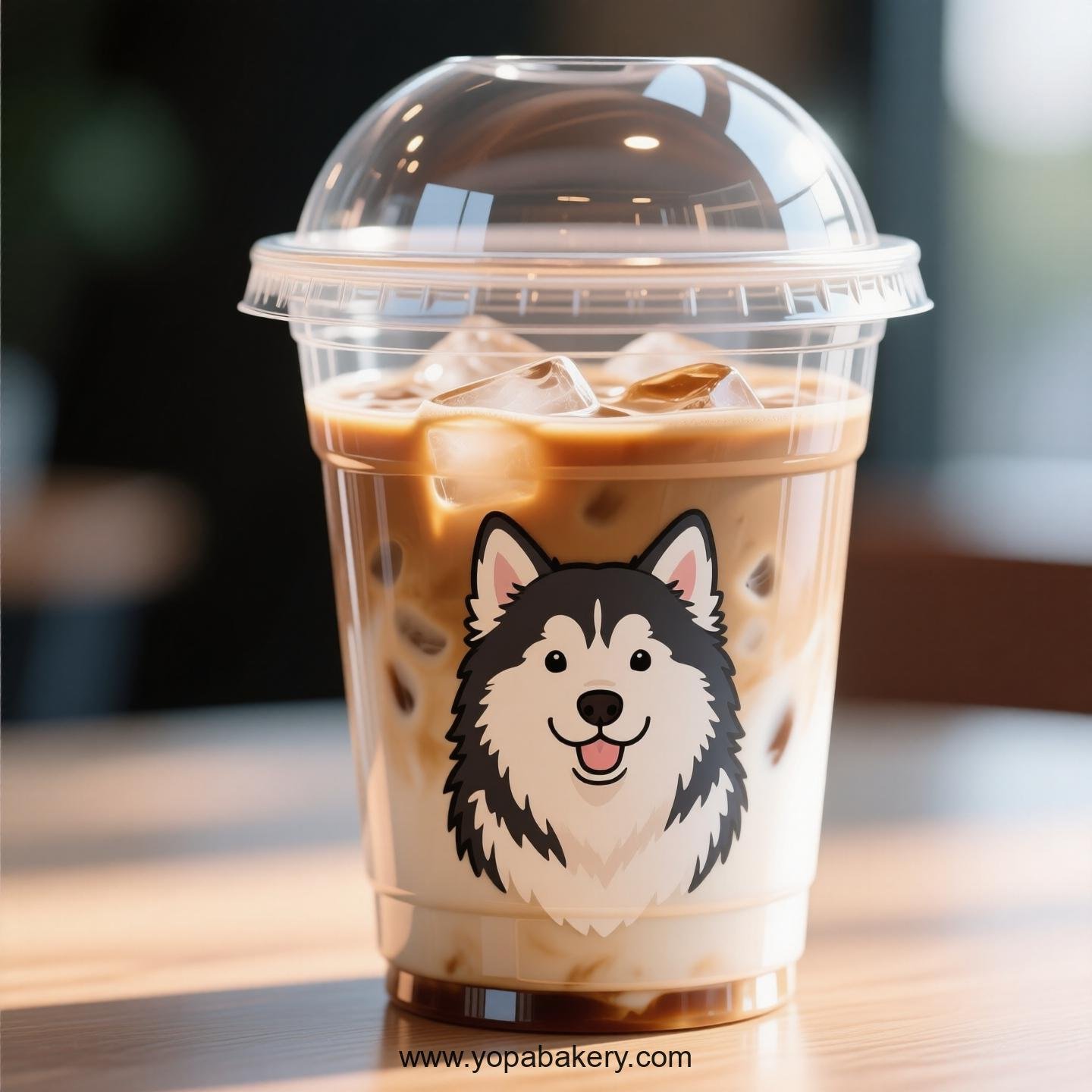 Alaskan Malamute Dog Themed Clear Plastic Cups - Disposable PP & PET Coffee Cups with Lids