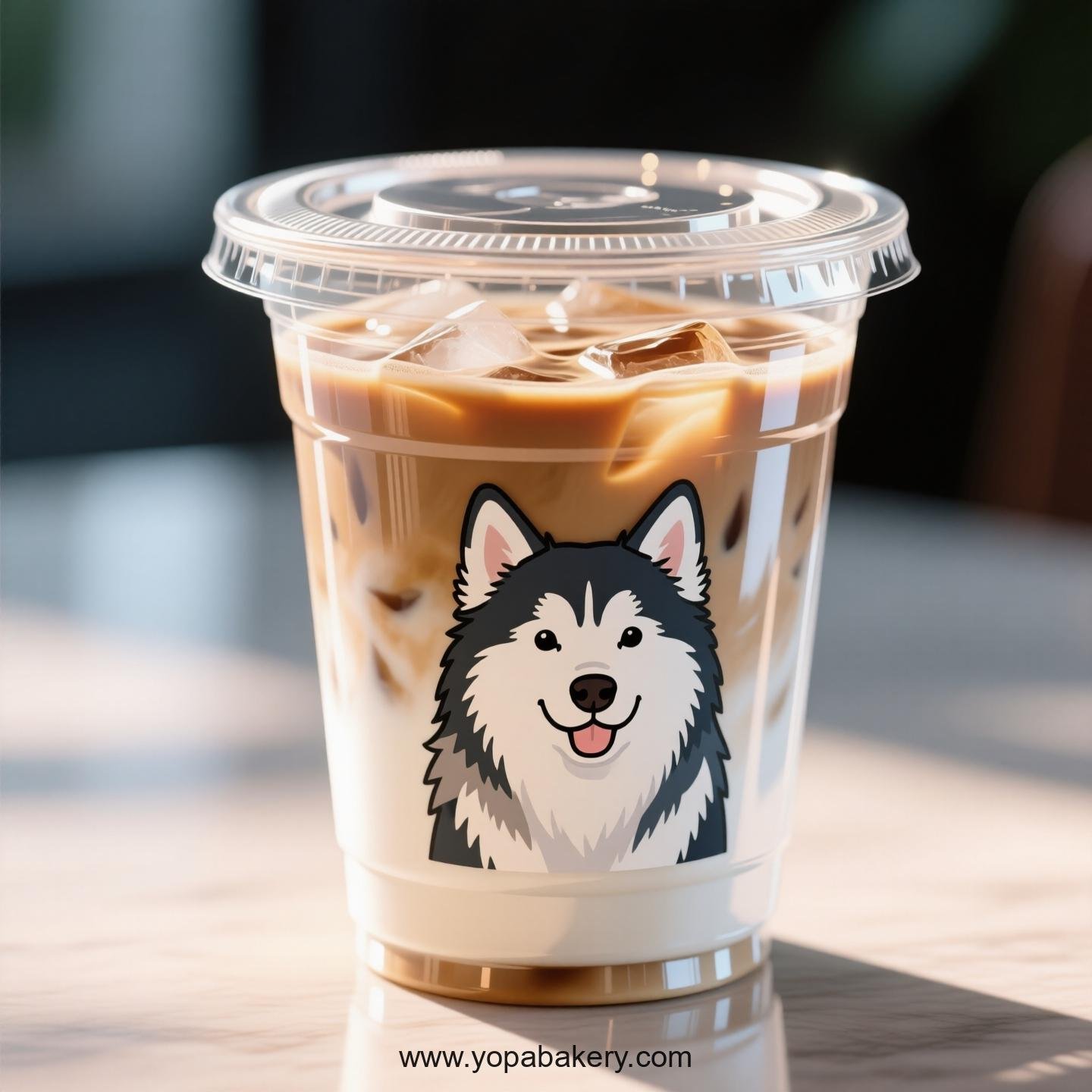 Alaskan Malamute Dog Themed Clear Plastic Cups - Disposable PP & PET Coffee Cups with Lids