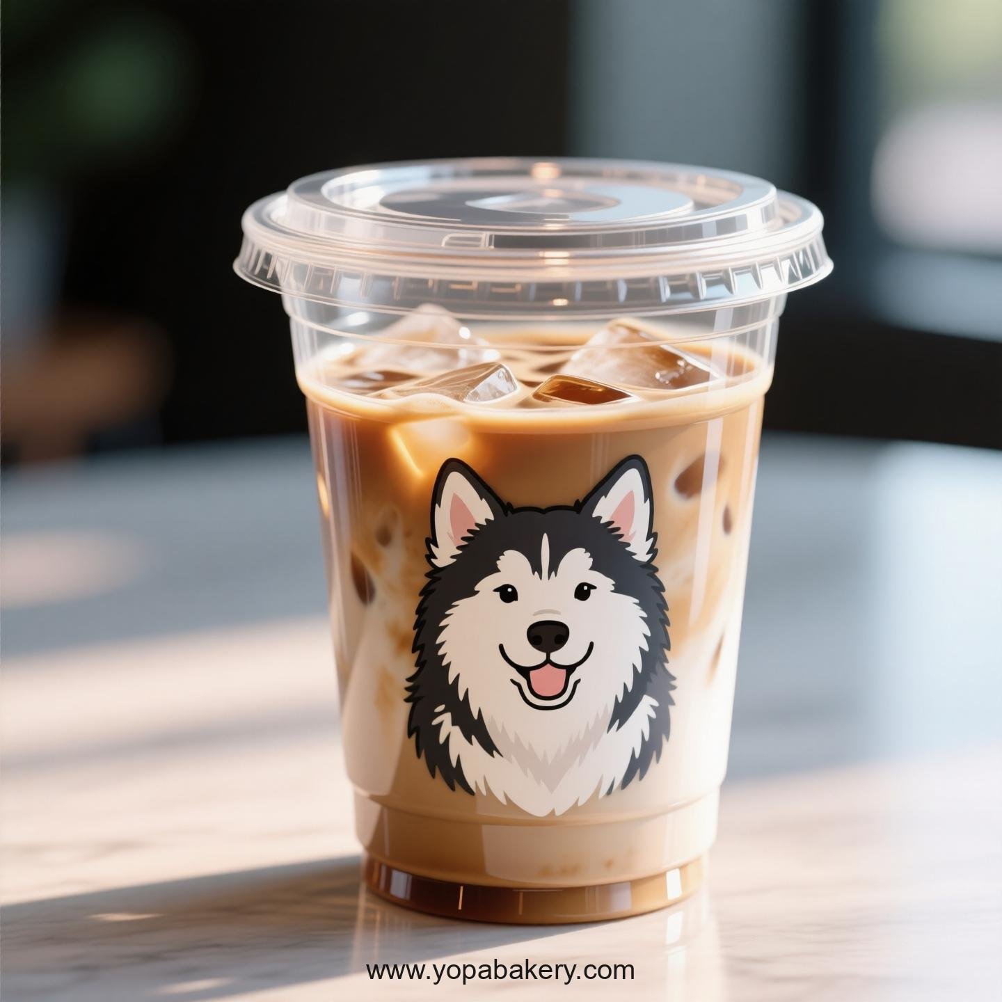 Alaskan Malamute Dog Themed Clear Plastic Cups - Disposable PP & PET Coffee Cups with Lids