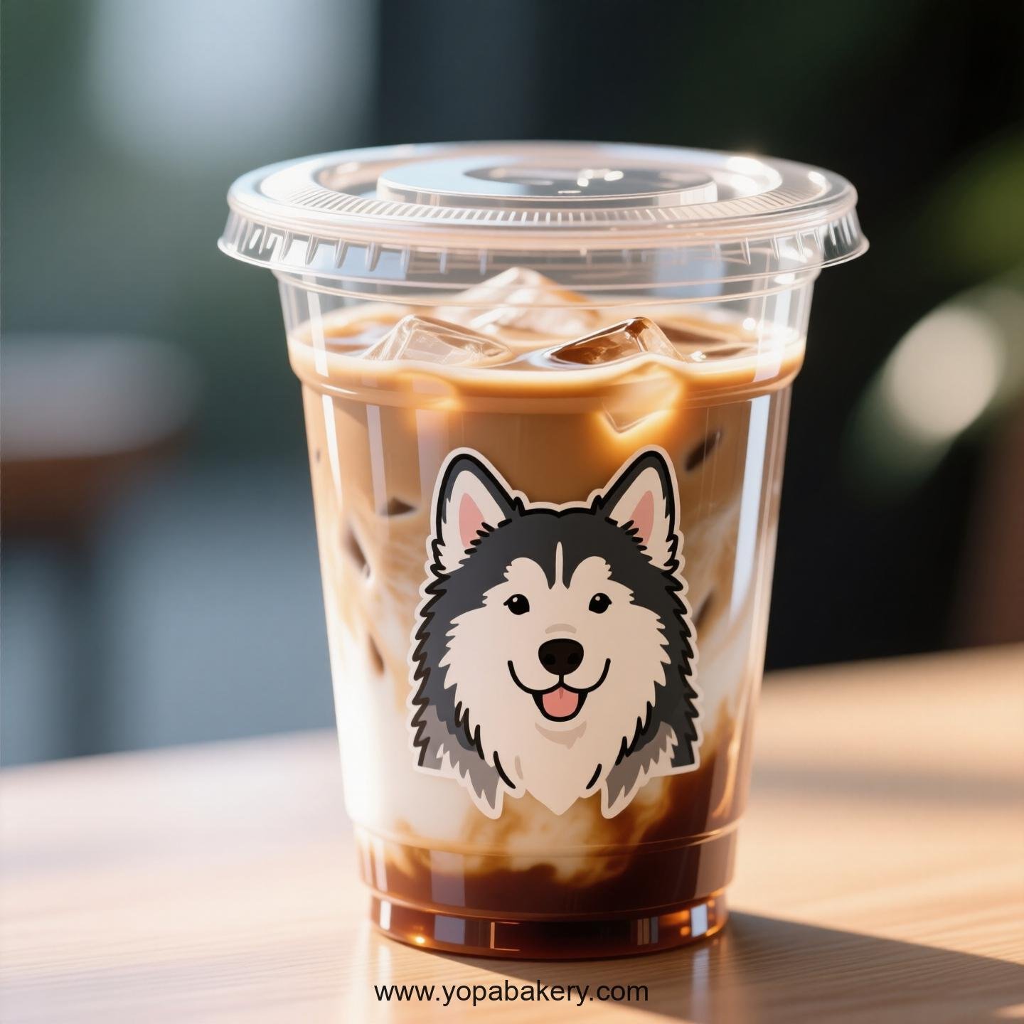 Alaskan Malamute Dog Themed Clear Plastic Cups - Disposable PP & PET Coffee Cups with Lids