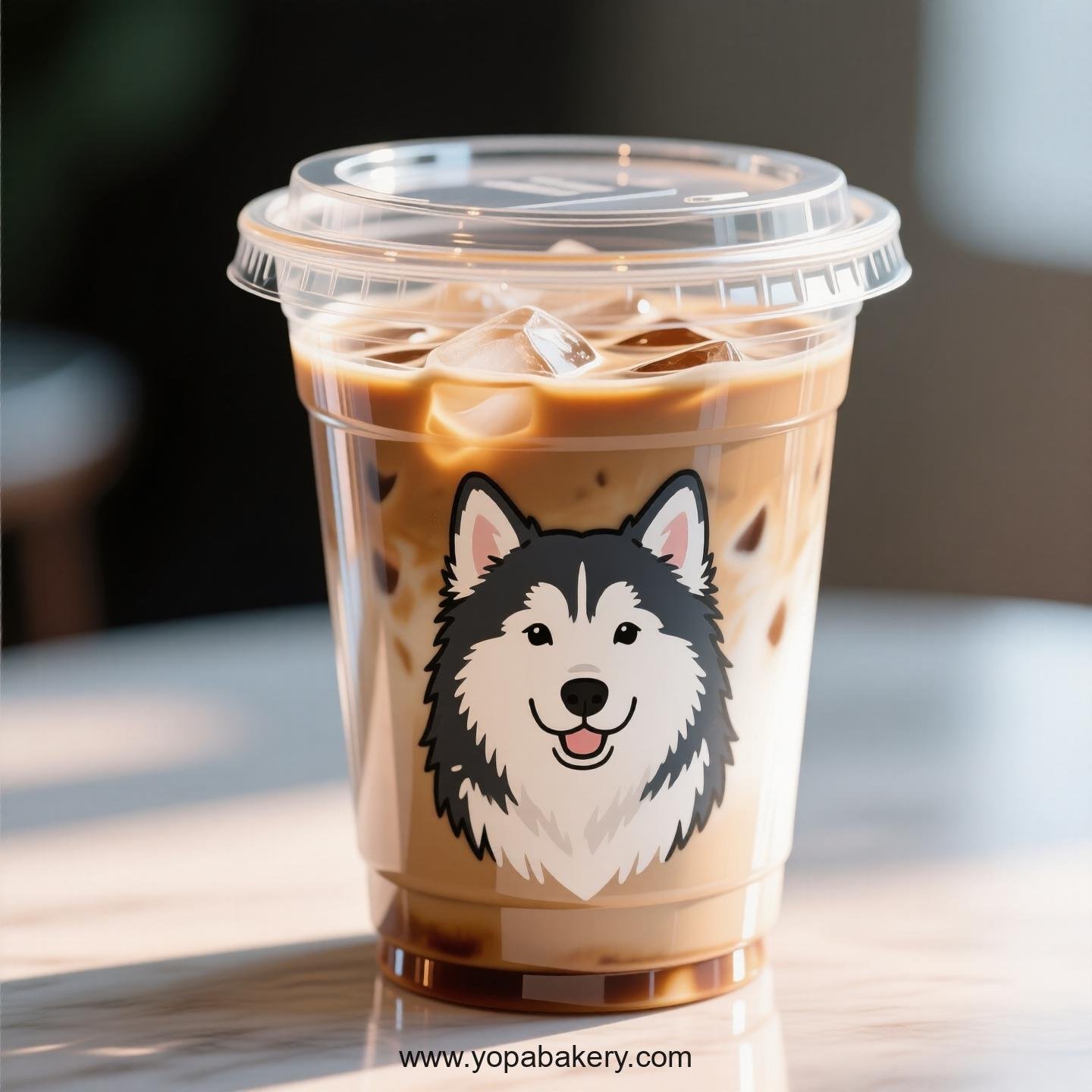 Alaskan Malamute Dog Themed Clear Plastic Cups - Disposable PP & PET Coffee Cups with Lids