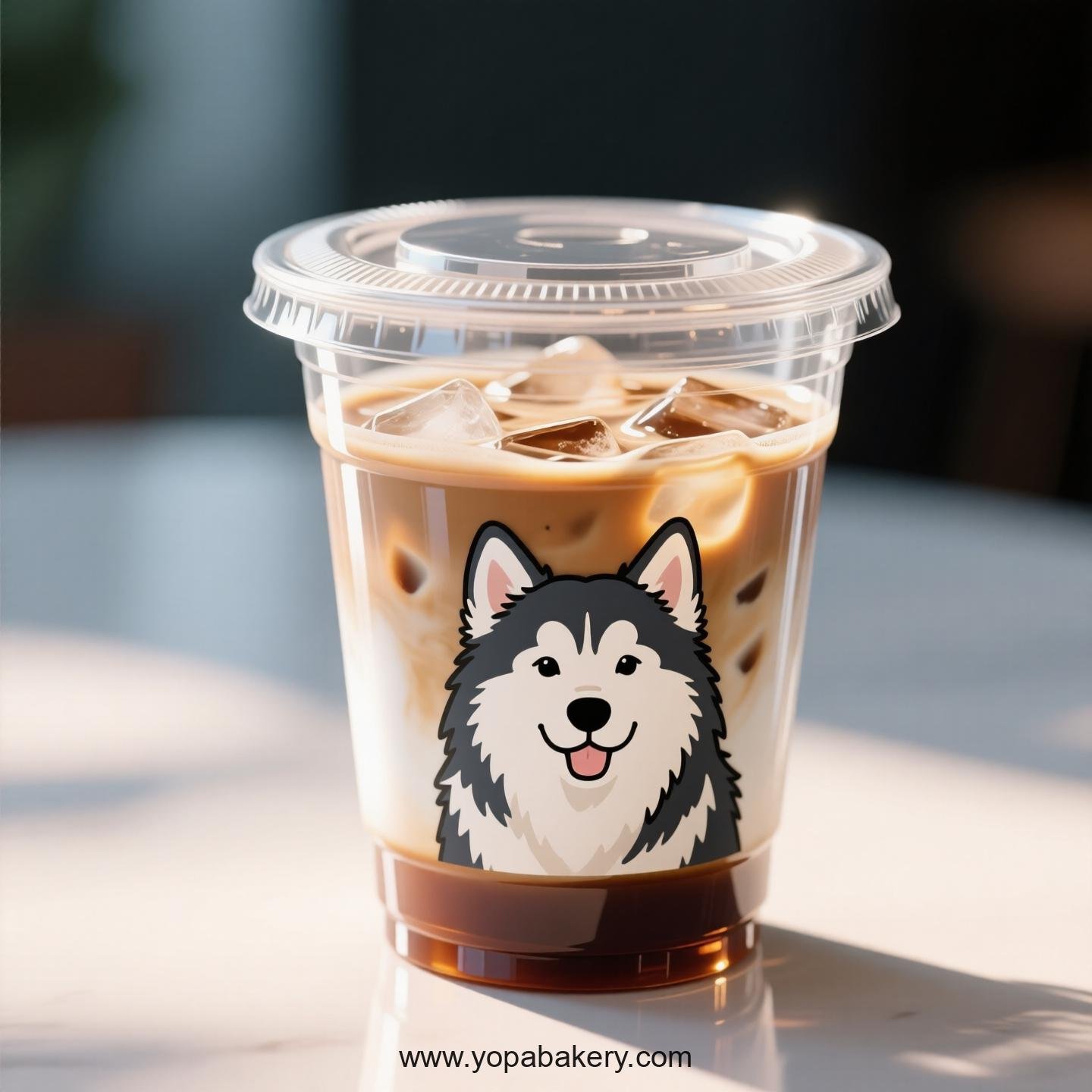 Alaskan Malamute Dog Themed Clear Plastic Cups - Disposable PP & PET Coffee Cups with Lids