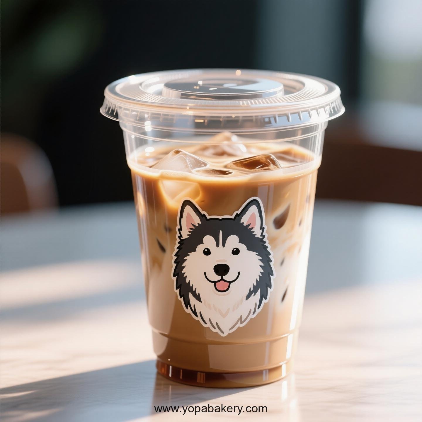 Alaskan Malamute Dog Themed Clear Plastic Cups - Disposable PP & PET Coffee Cups with Lids