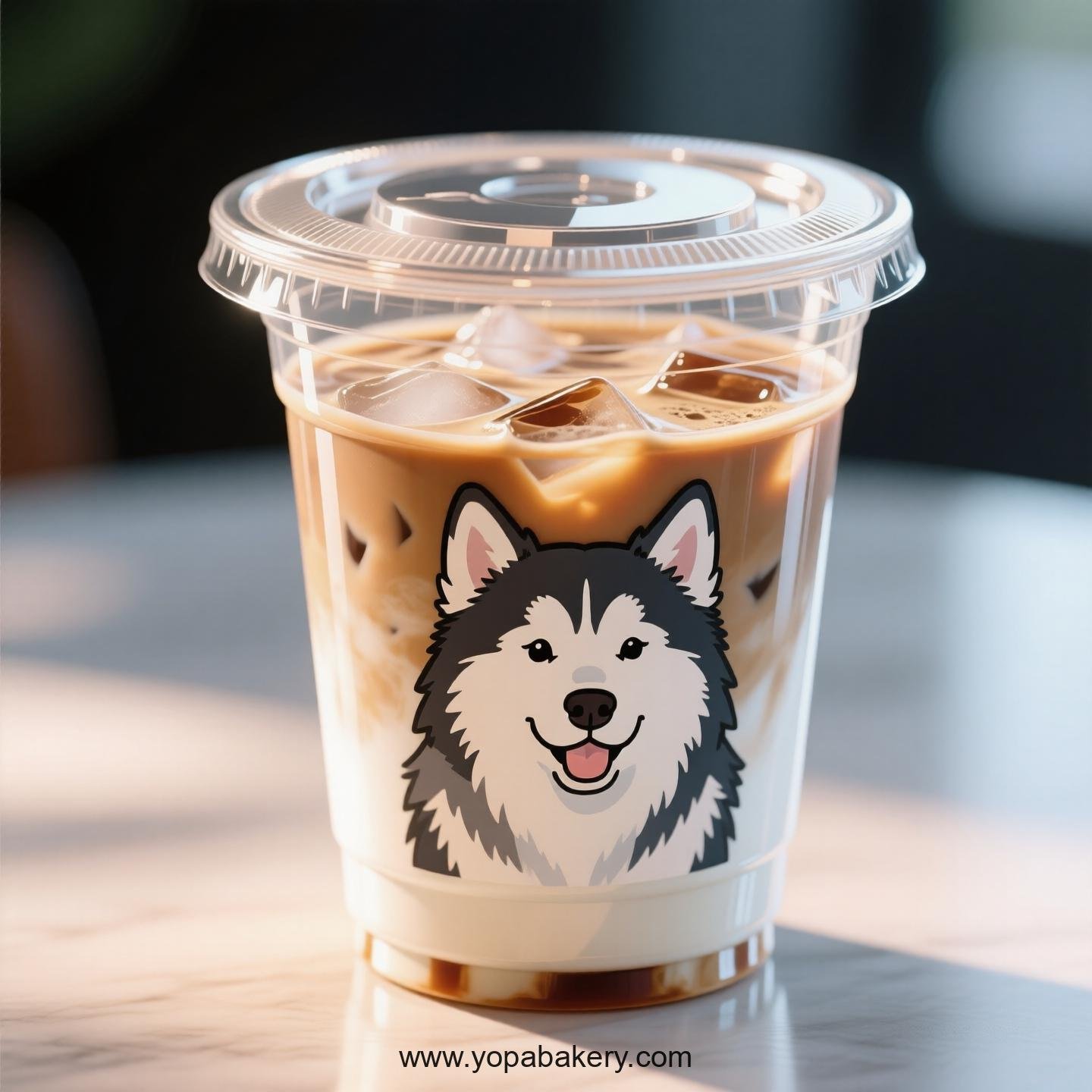 Alaskan Malamute Dog Themed Clear Plastic Cups - Disposable PP & PET Coffee Cups with Lids