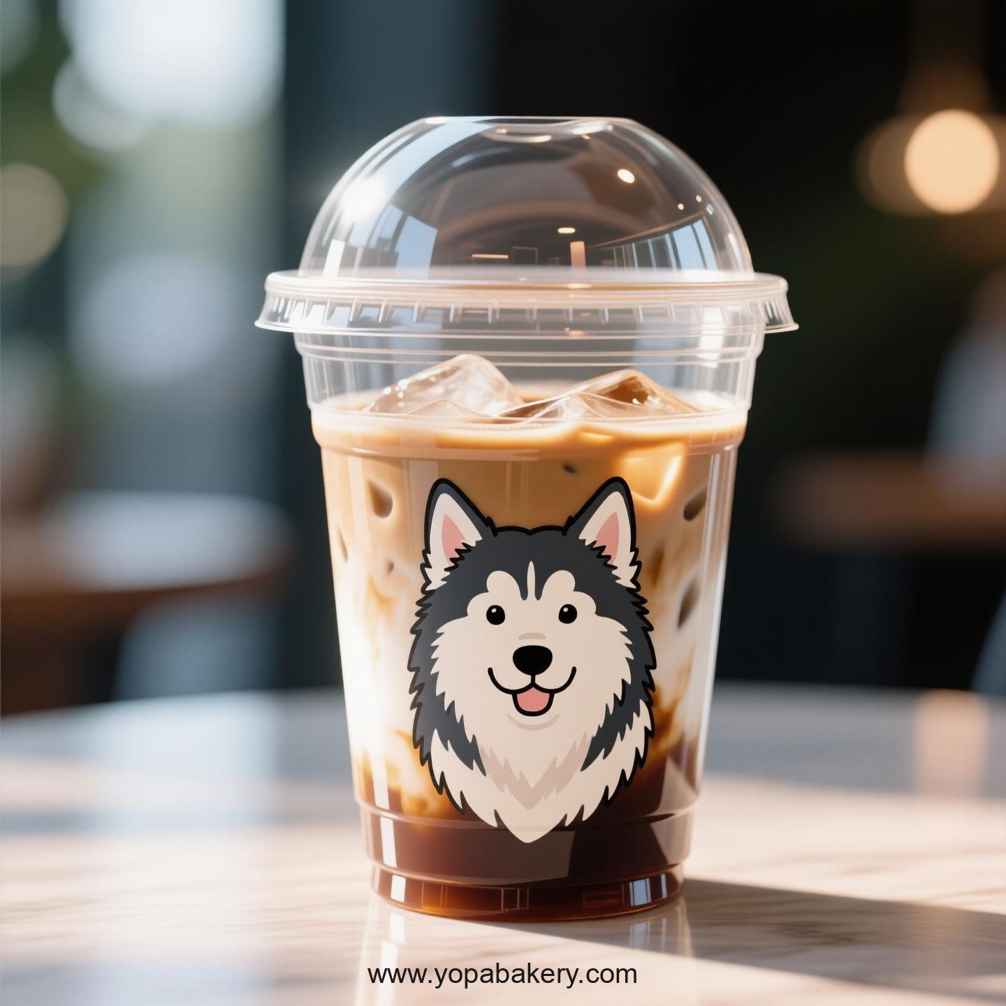 Alaskan Malamute Dog Themed Clear Plastic Cups - Disposable PP & PET Coffee Cups with Lids