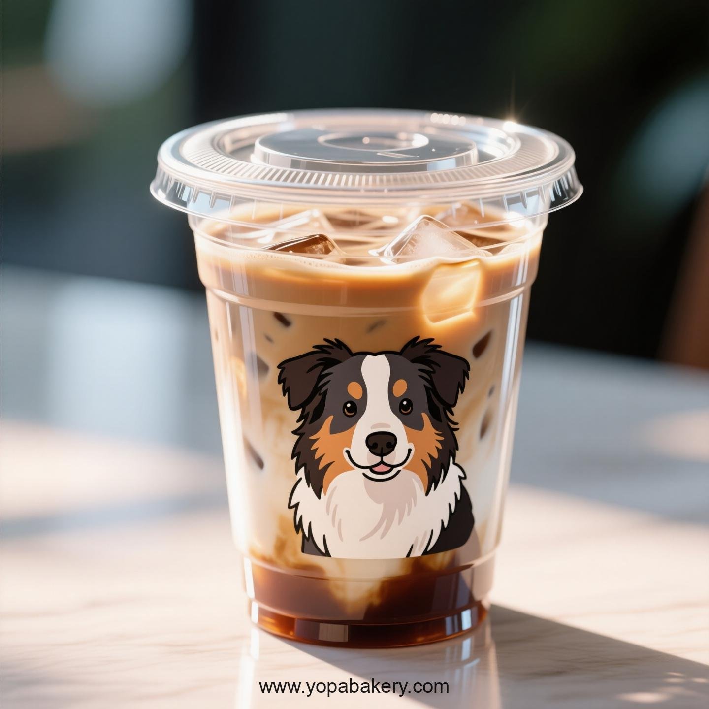 Australian Shepherd Dog Themed Clear Plastic Cups - Disposable PP & PET Coffee Cups with Lids