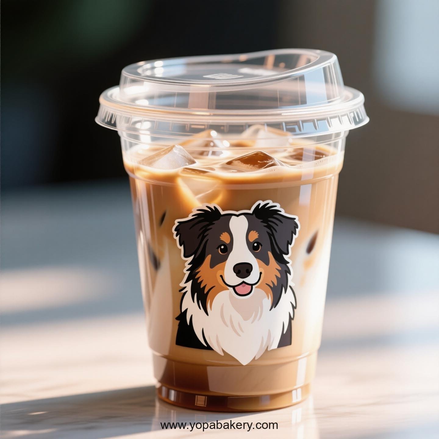 Australian Shepherd Dog Themed Clear Plastic Cups - Disposable PP & PET Coffee Cups with Lids