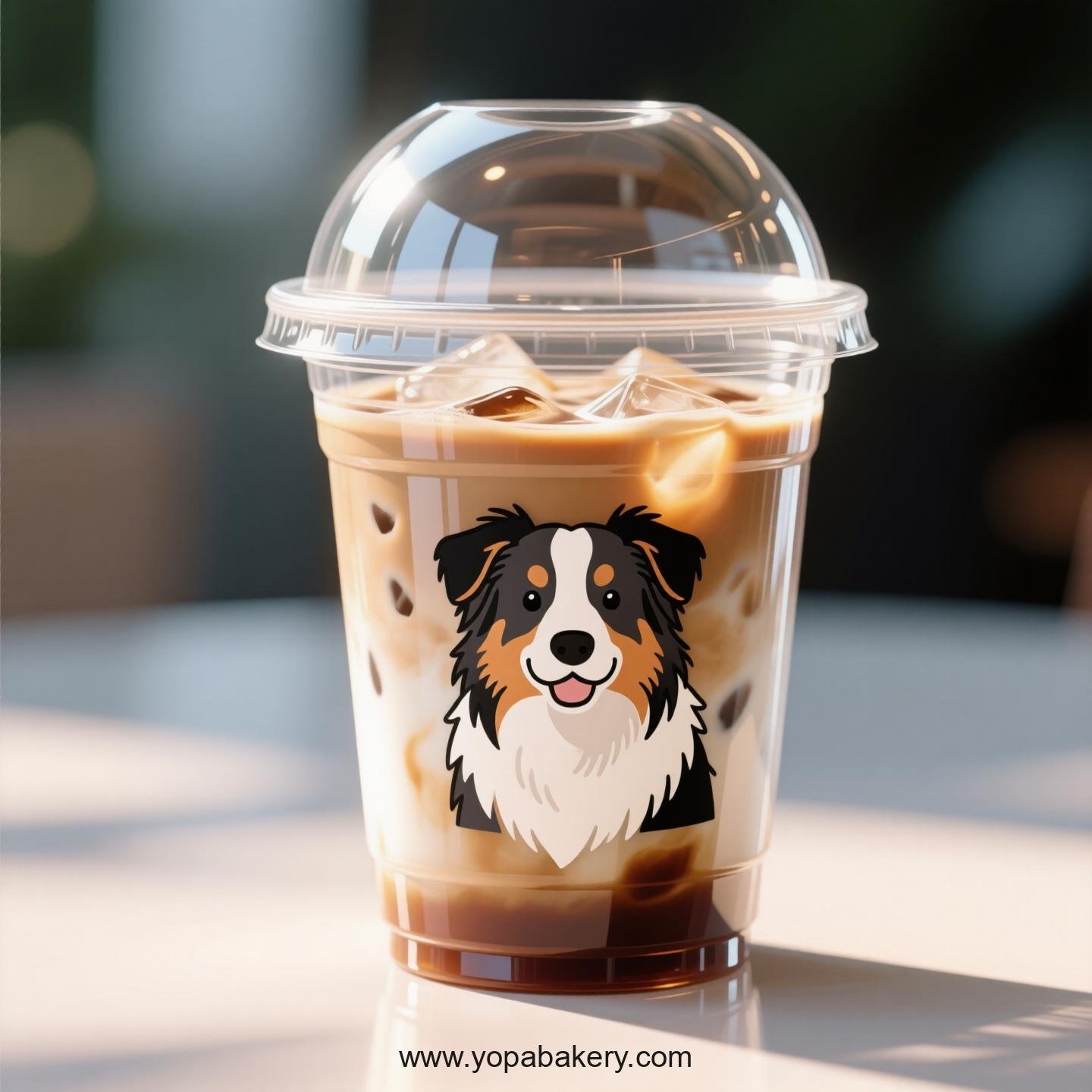 Australian Shepherd Dog Themed Clear Plastic Cups - Disposable PP & PET Coffee Cups with Lids