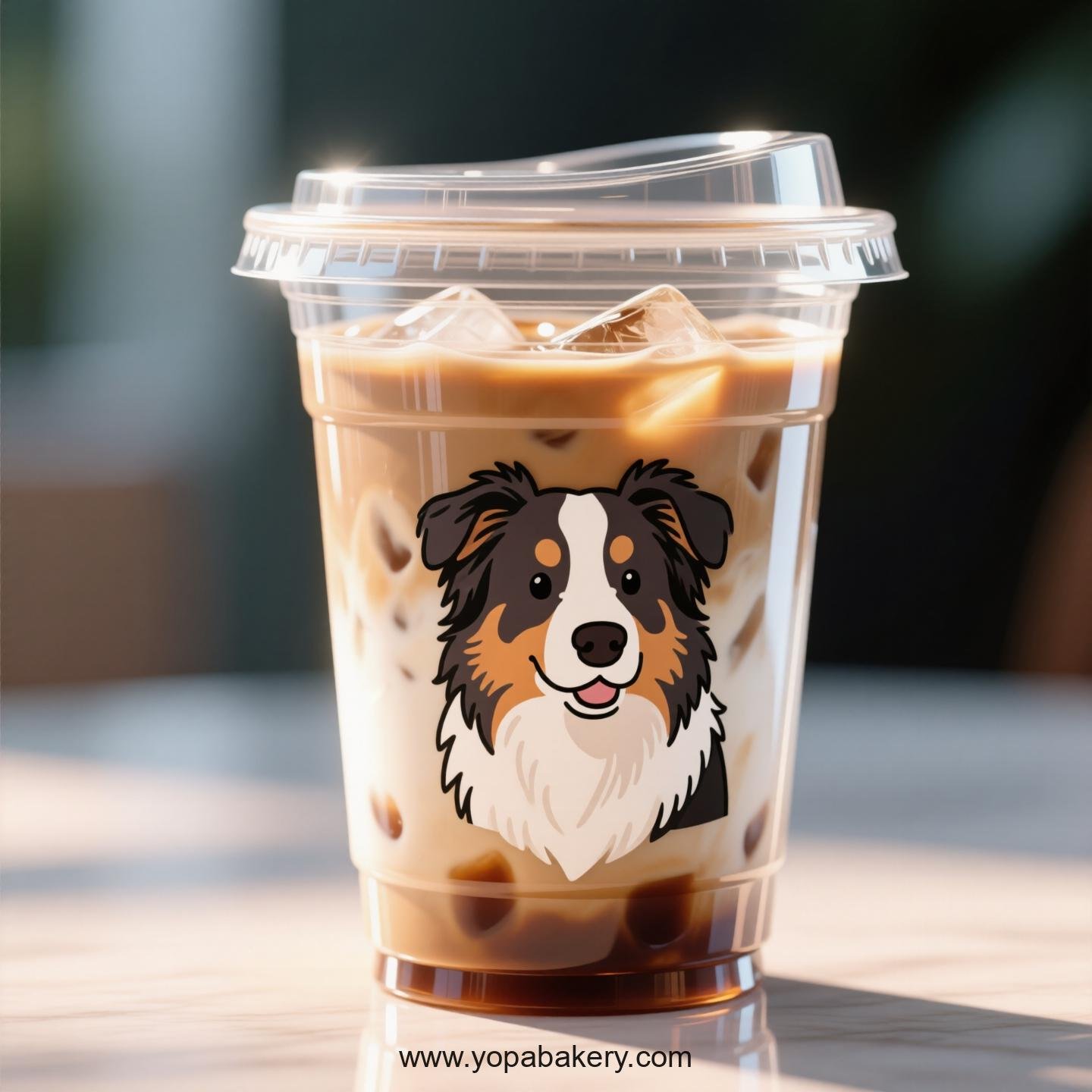 Australian Shepherd Dog Themed Clear Plastic Cups - Disposable PP & PET Coffee Cups with Lids
