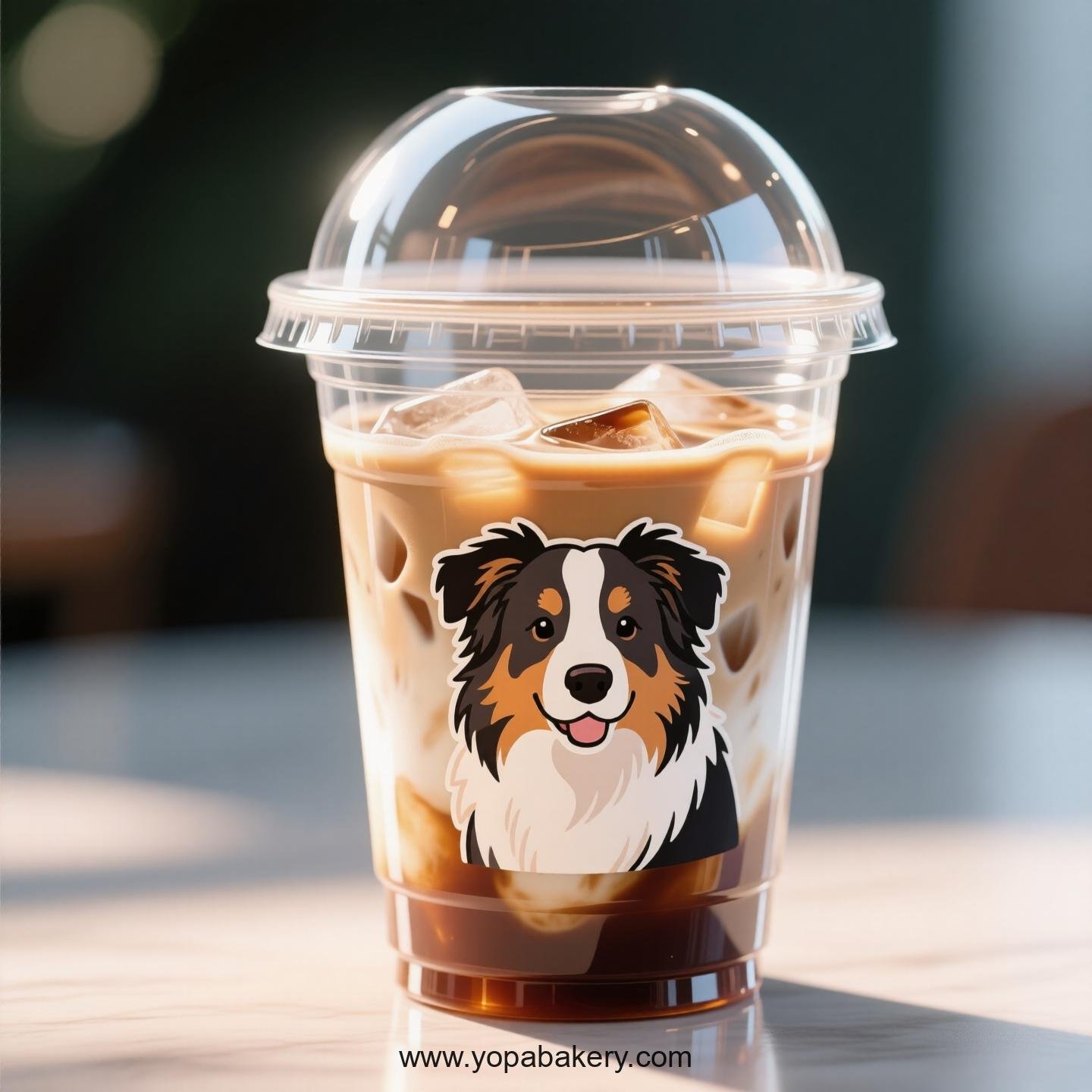 Australian Shepherd Dog Themed Clear Plastic Cups - Disposable PP & PET Coffee Cups with Lids