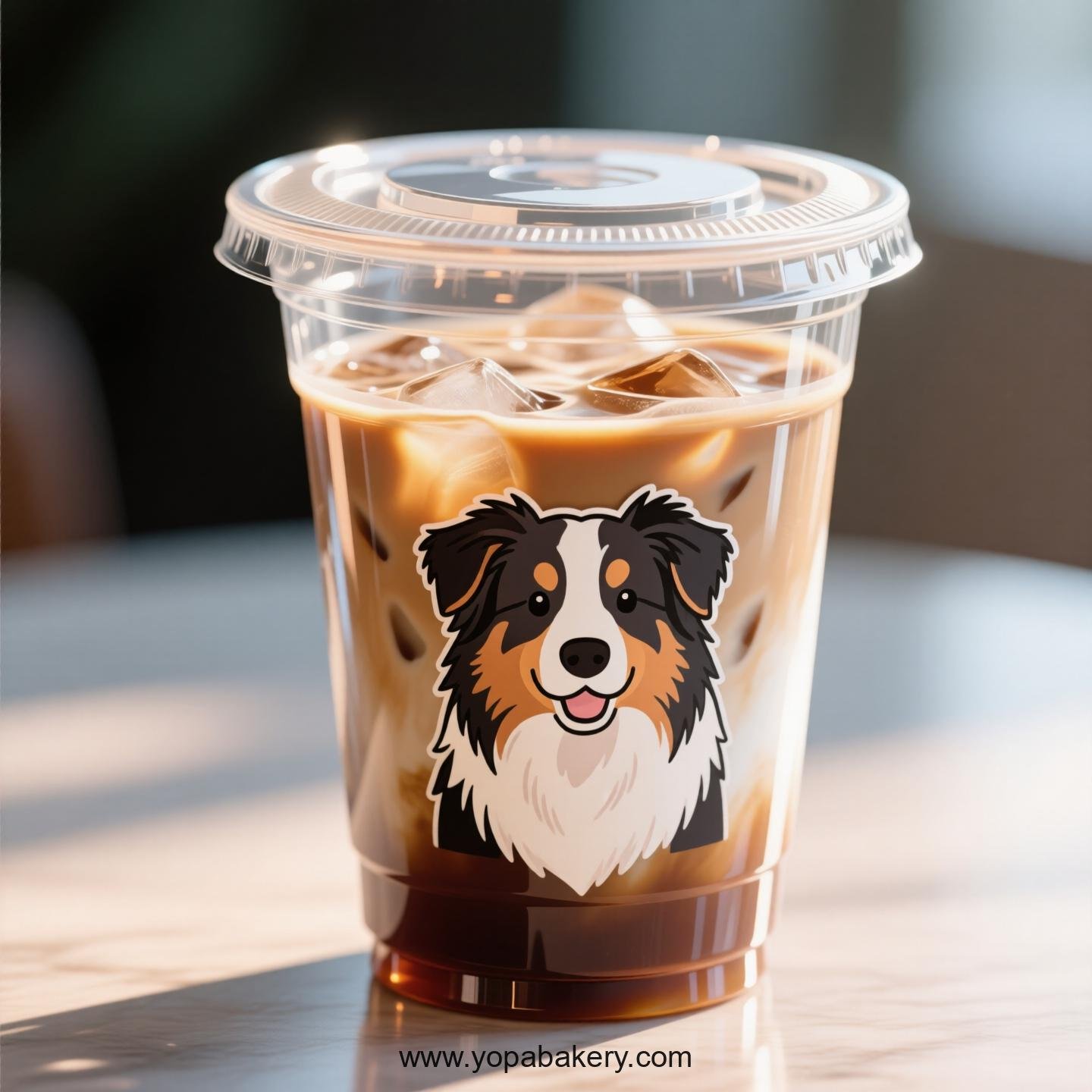 Australian Shepherd Dog Themed Clear Plastic Cups - Disposable PP & PET Coffee Cups with Lids