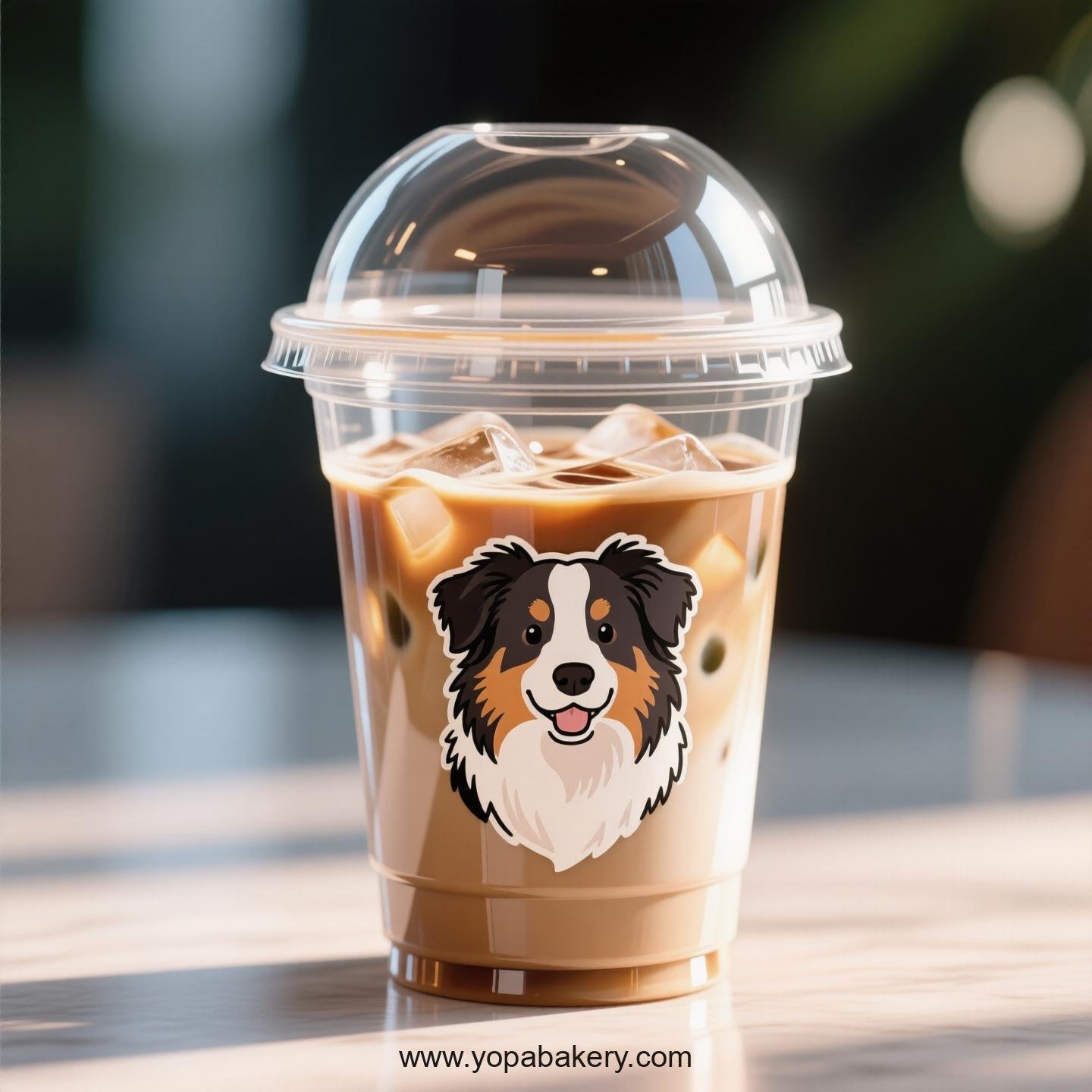 Australian Shepherd Dog Themed Clear Plastic Cups - Disposable PP & PET Coffee Cups with Lids