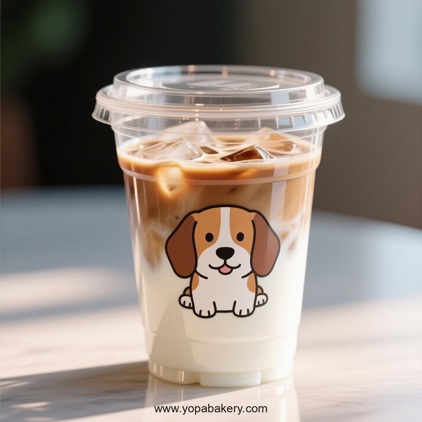 Beagle Dog Themed Clear Plastic Cups - Disposable PP & PET Coffee Cups with Lids