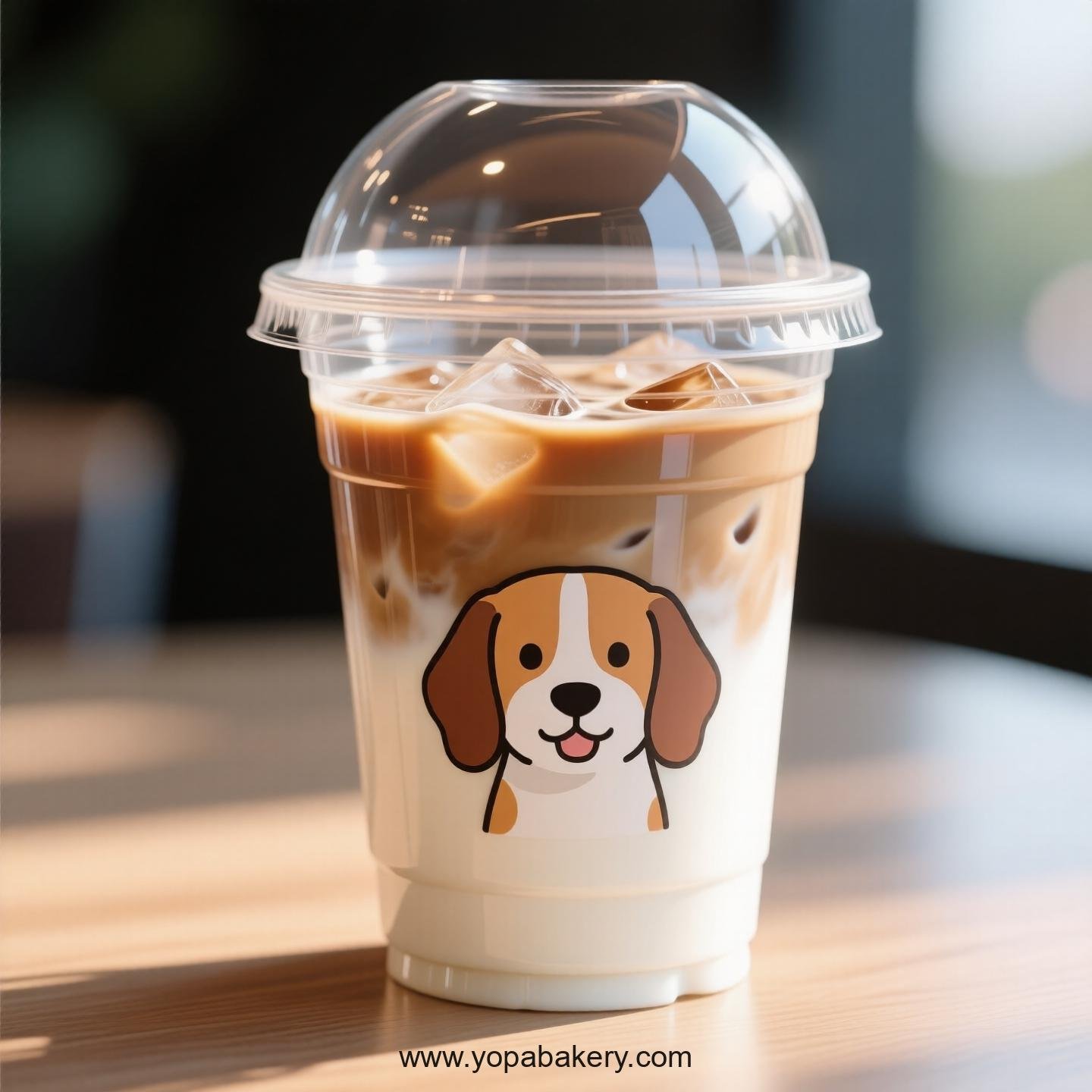 Beagle Dog Themed Clear Plastic Cups - Disposable PP & PET Coffee Cups with Lids