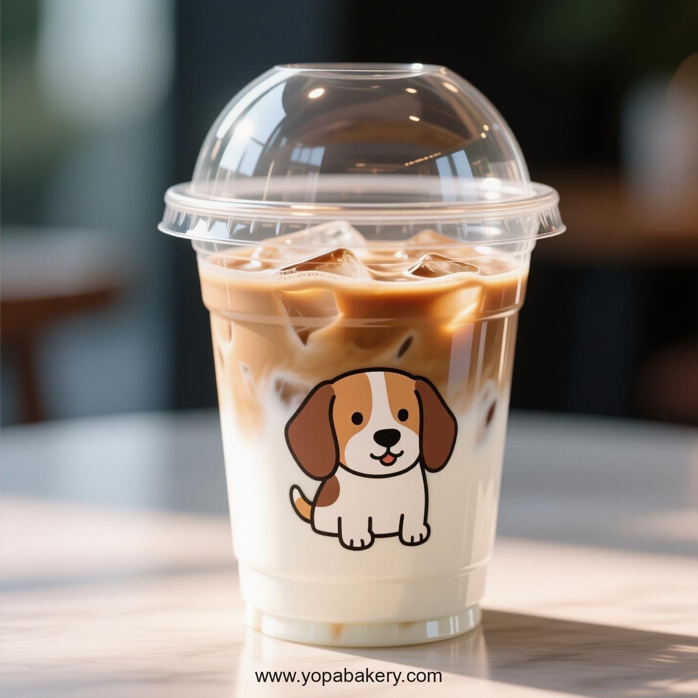 Beagle Dog Themed Clear Plastic Cups - Disposable PP & PET Coffee Cups with Lids