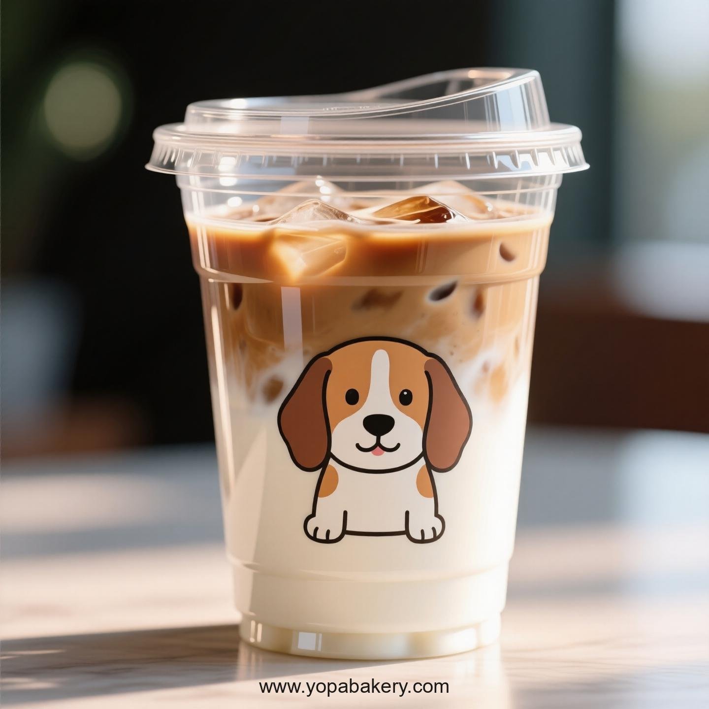 Beagle Dog Themed Clear Plastic Cups - Disposable PP & PET Coffee Cups with Lids