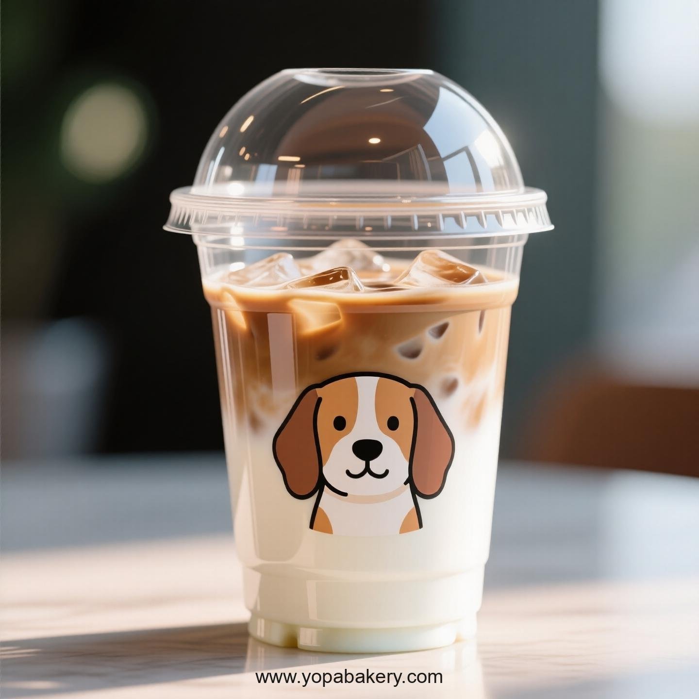 Beagle Dog Themed Clear Plastic Cups - Disposable PP & PET Coffee Cups with Lids