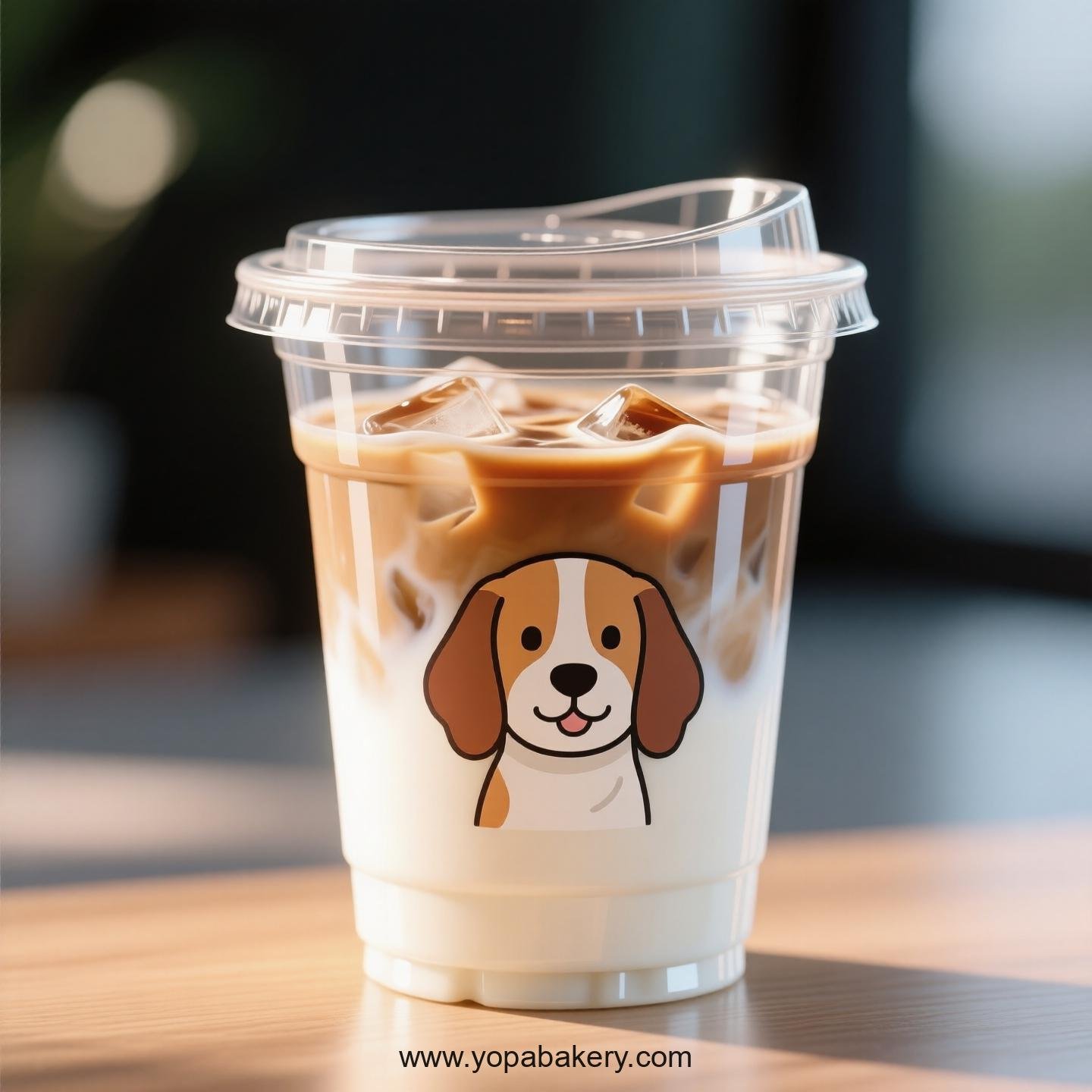 Beagle Dog Themed Clear Plastic Cups - Disposable PP & PET Coffee Cups with Lids
