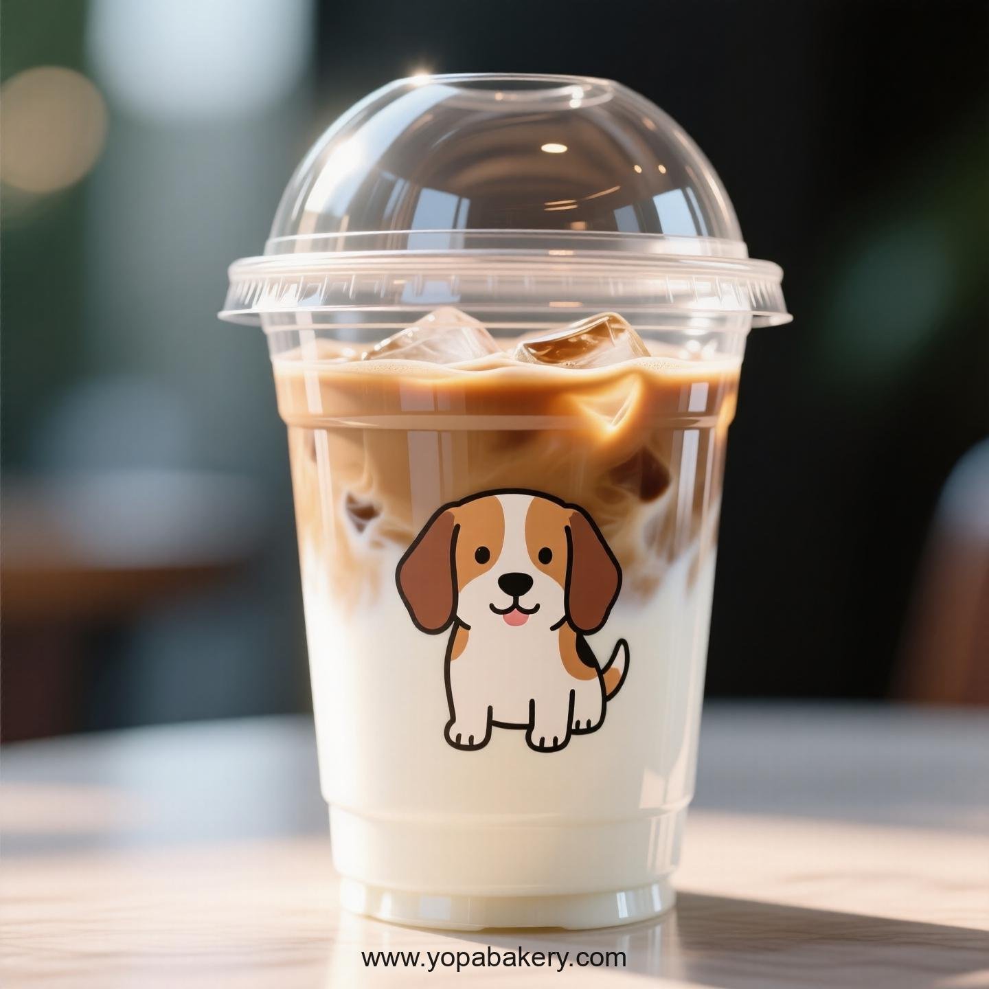 Beagle Dog Themed Clear Plastic Cups - Disposable PP & PET Coffee Cups with Lids