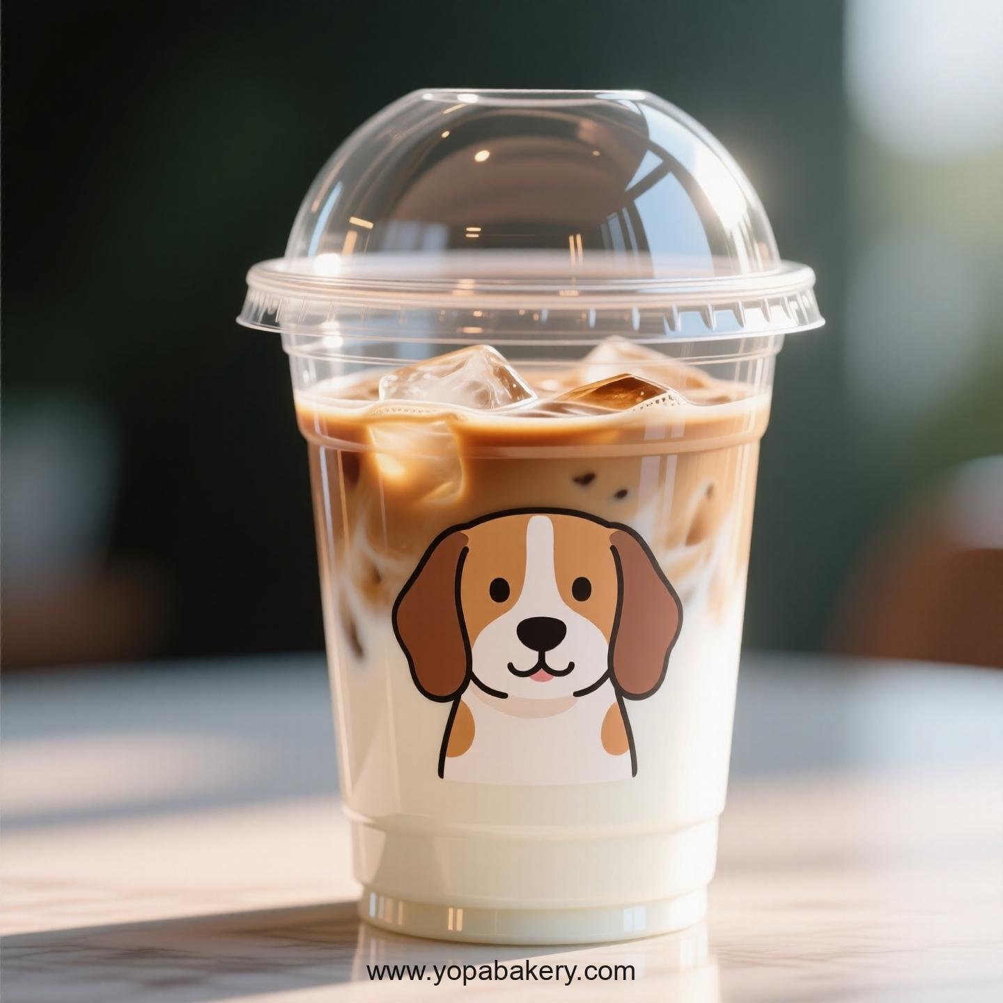 Beagle Dog Themed Clear Plastic Cups - Disposable PP & PET Coffee Cups with Lids