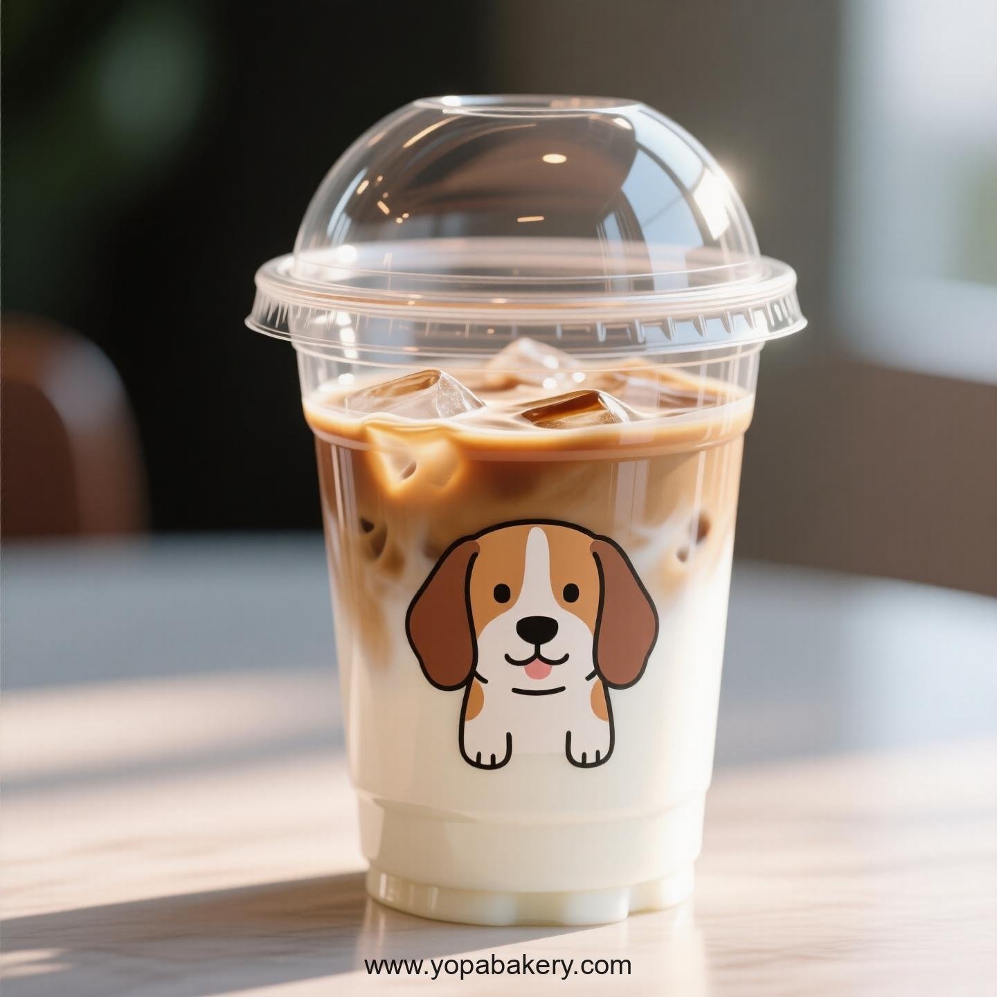 Beagle Dog Themed Clear Plastic Cups - Disposable PP & PET Coffee Cups with Lids
