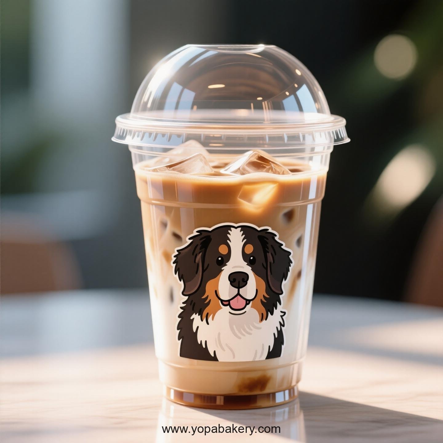 Bernese Mountain Dog Themed Clear Plastic Cups - Disposable PP & PET Coffee Cups with Lids
