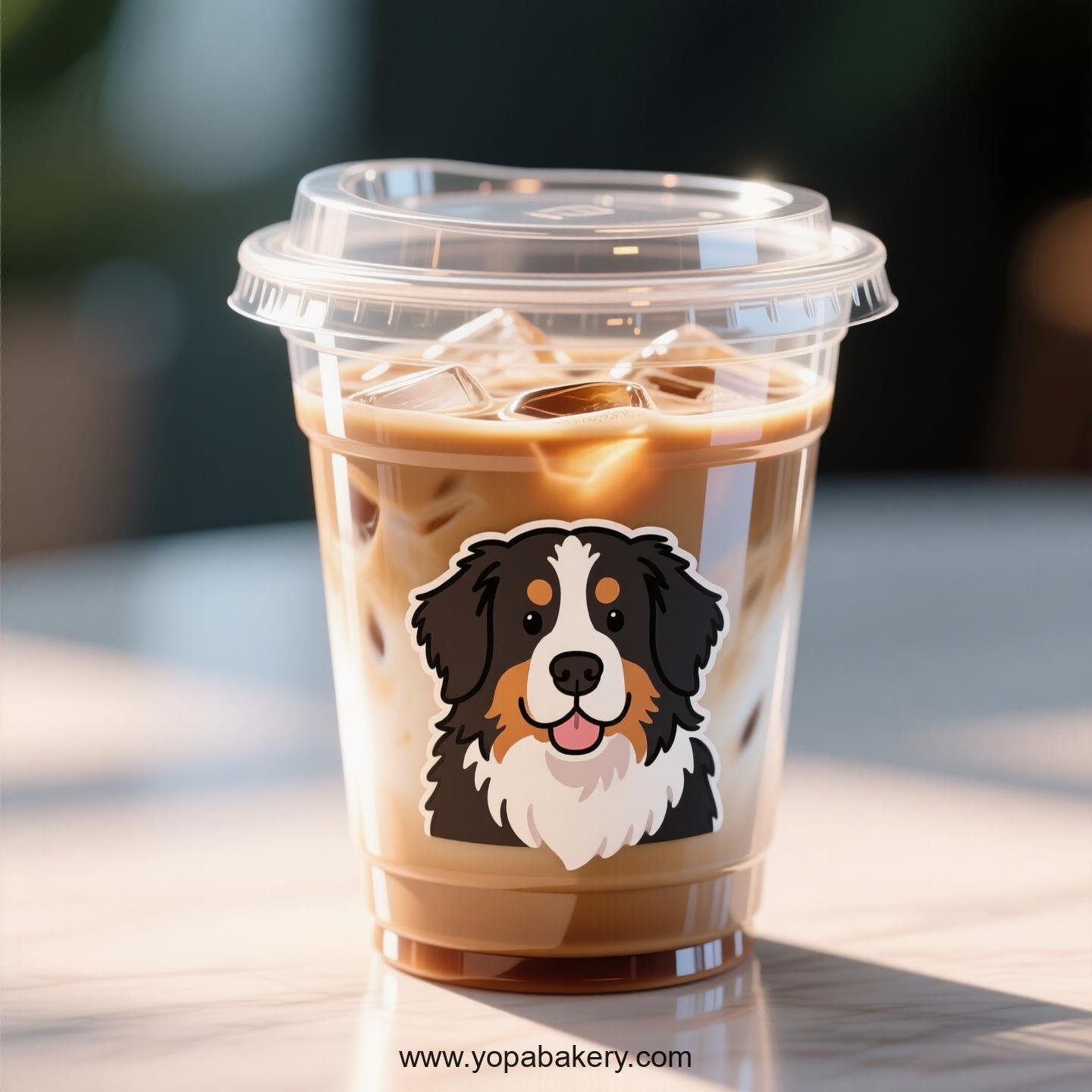 Bernese Mountain Dog Themed Clear Plastic Cups - Disposable PP & PET Coffee Cups with Lids