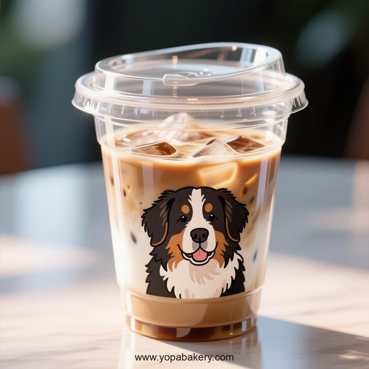 Bernese Mountain Dog Themed Clear Plastic Cups - Disposable PP & PET Coffee Cups with Lids Bernese Mountain Dog Themed Clear Plastic Cups - Disposable PP & PET Coffee Cups with Lids