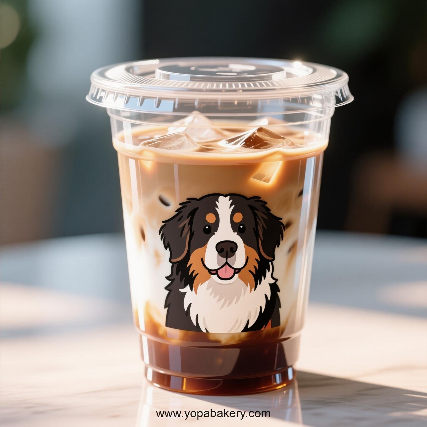 Bernese Mountain Dog Themed Clear Plastic Cups - Disposable PP & PET Coffee Cups with Lids