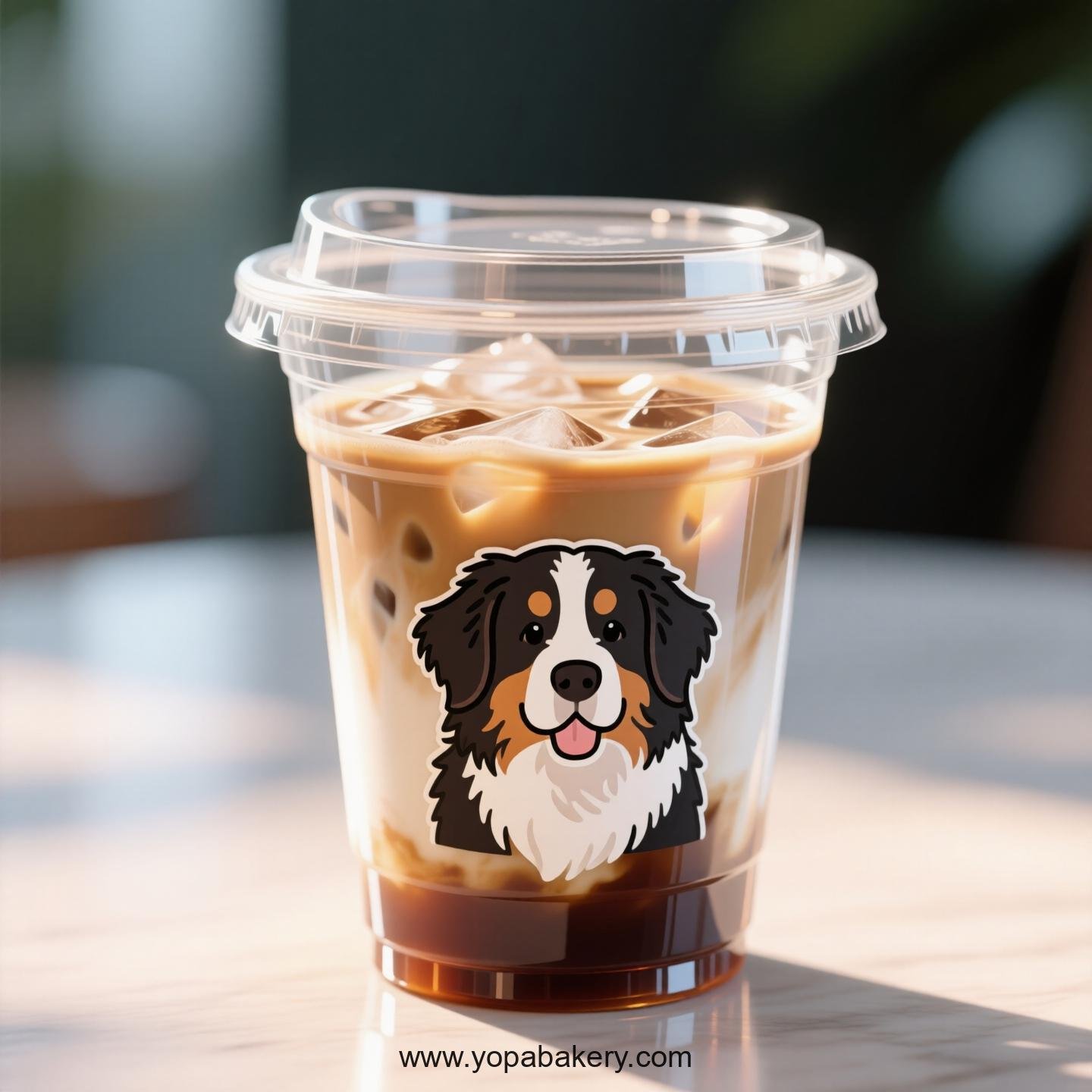 Bernese Mountain Dog Themed Clear Plastic Cups - Disposable PP & PET Coffee Cups with Lids