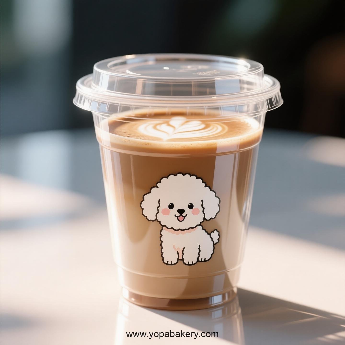 Bichon Frise Dog Themed Clear Plastic Cups - Disposable PP & PET Coffee Cups with Lids