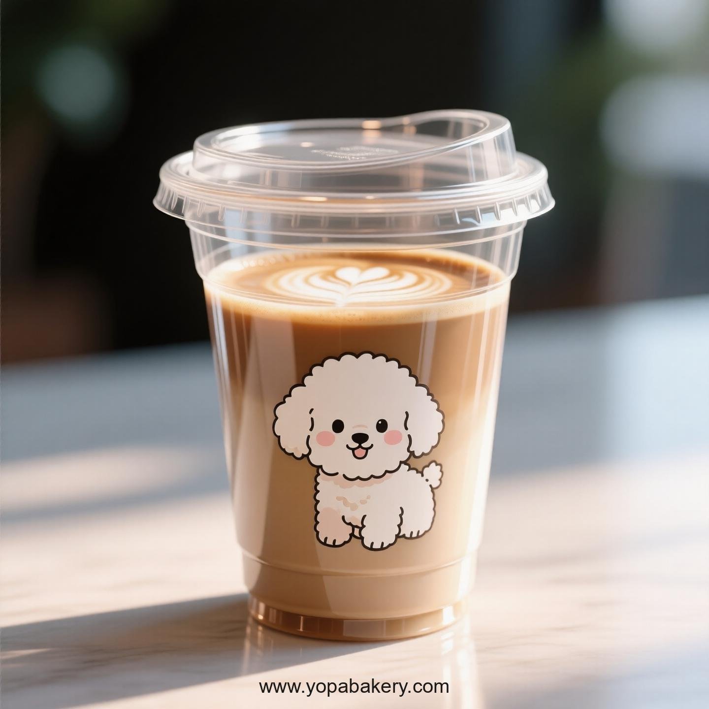Bichon Frise Dog Themed Clear Plastic Cups - Disposable PP & PET Coffee Cups with Lids
