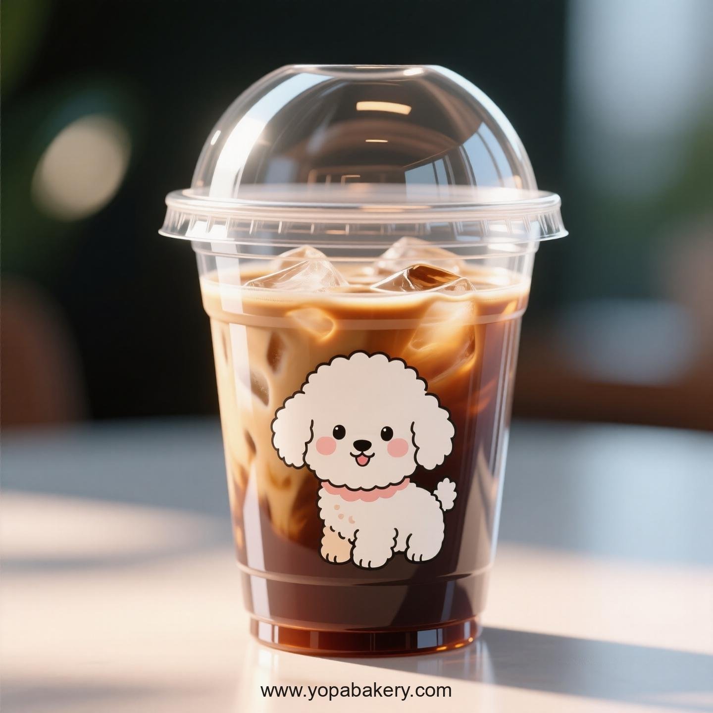 Bichon Frise Dog Themed Clear Plastic Cups - Disposable PP & PET Coffee Cups with Lids