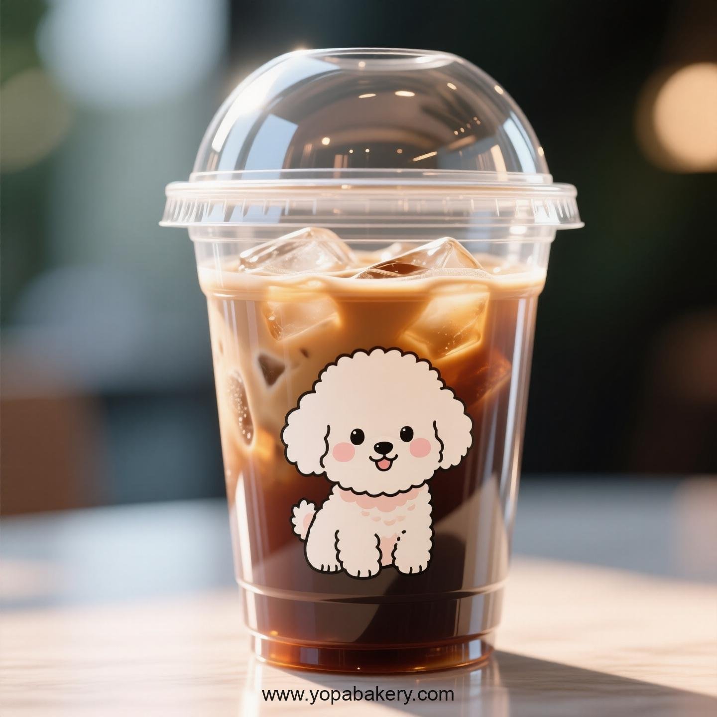 Bichon Frise Dog Themed Clear Plastic Cups - Disposable PP & PET Coffee Cups with Lids