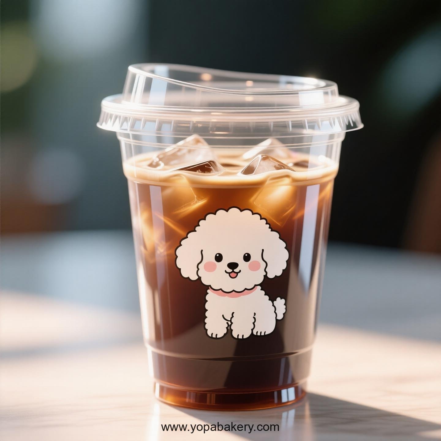Bichon Frise Dog Themed Clear Plastic Cups - Disposable PP & PET Coffee Cups with Lids