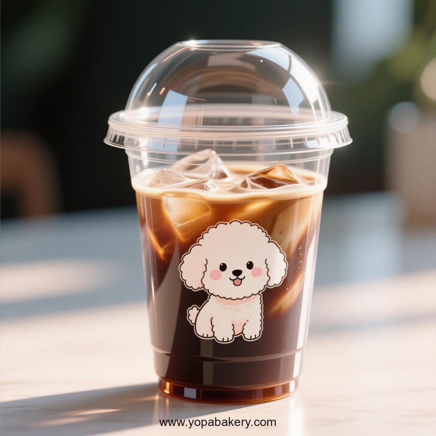 Bichon Frise Dog Themed Clear Plastic Cups - Disposable PP & PET Coffee Cups with Lids