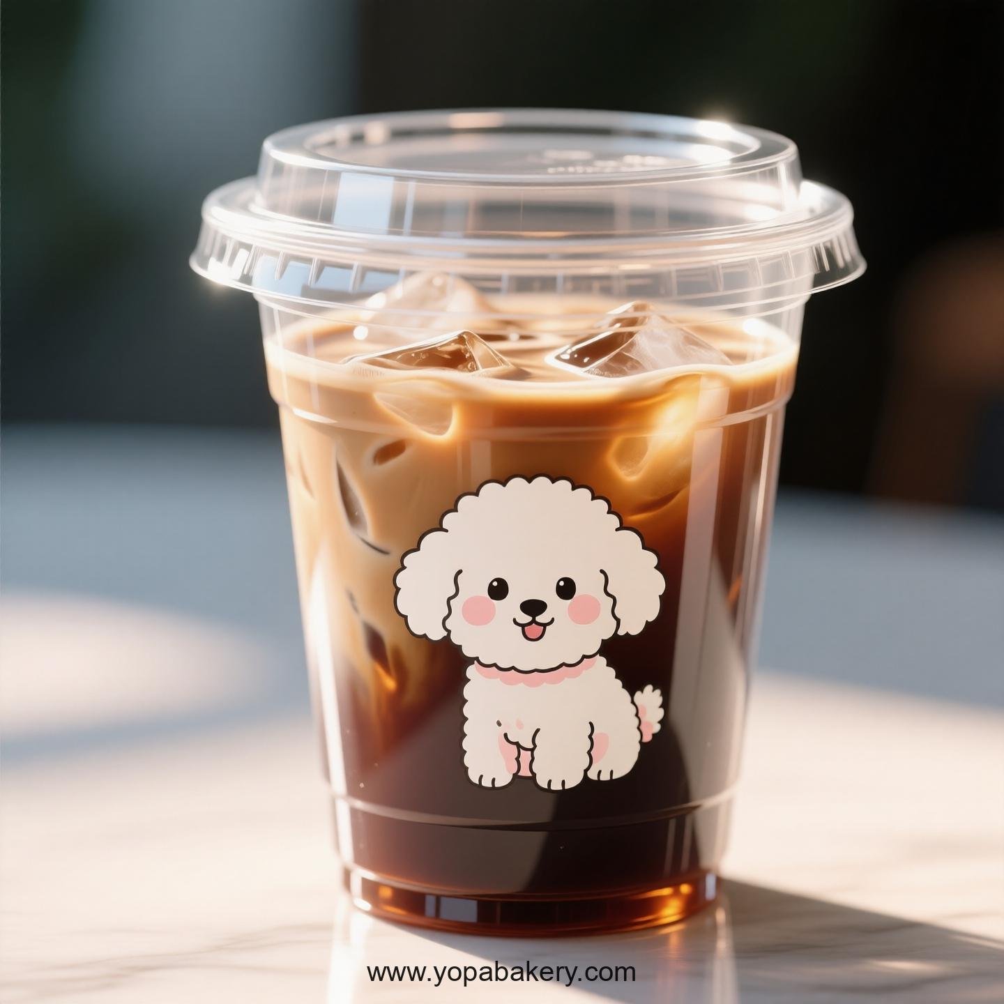 Bichon Frise Dog Themed Clear Plastic Cups - Disposable PP & PET Coffee Cups with Lids