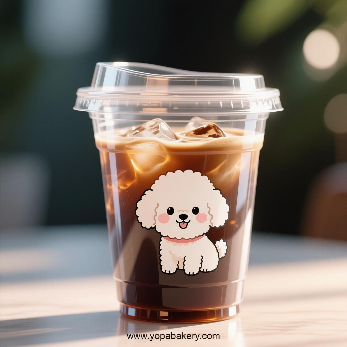 Bichon Frise Dog Themed Clear Plastic Cups - Disposable PP & PET Coffee Cups with Lids