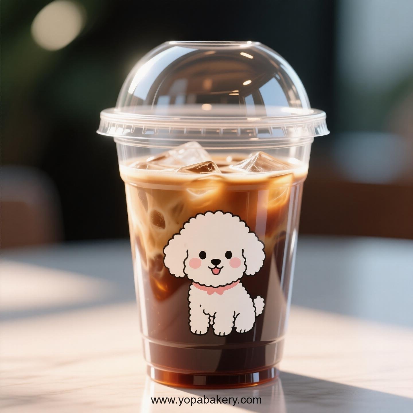 Bichon Frise Dog Themed Clear Plastic Cups - Disposable PP & PET Coffee Cups with Lids