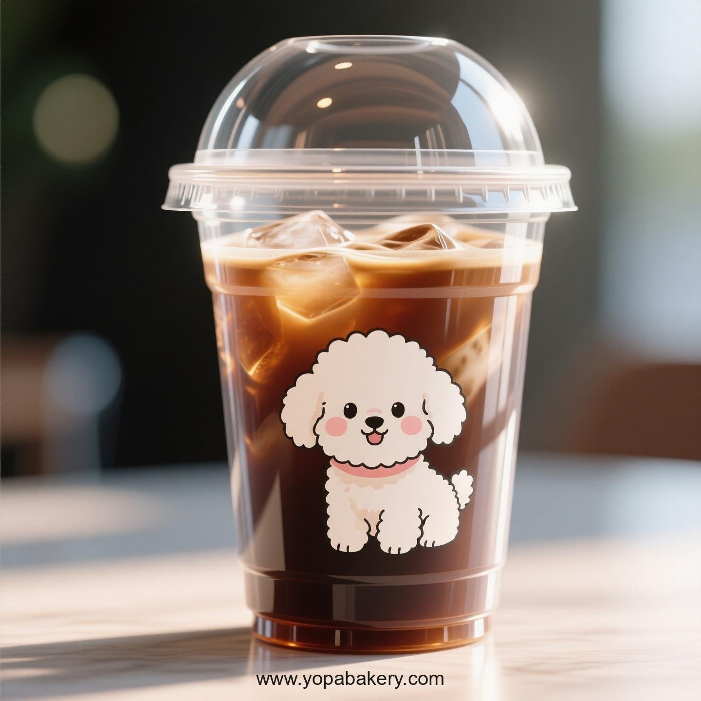 Bichon Frise Dog Themed Clear Plastic Cups - Disposable PP & PET Coffee Cups with Lids