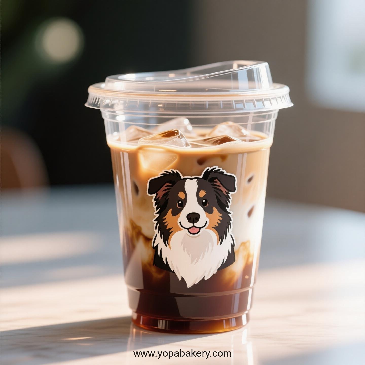 Border Collie Dog Themed Clear Plastic Cups - Disposable PP & PET Coffee Cups with Lids