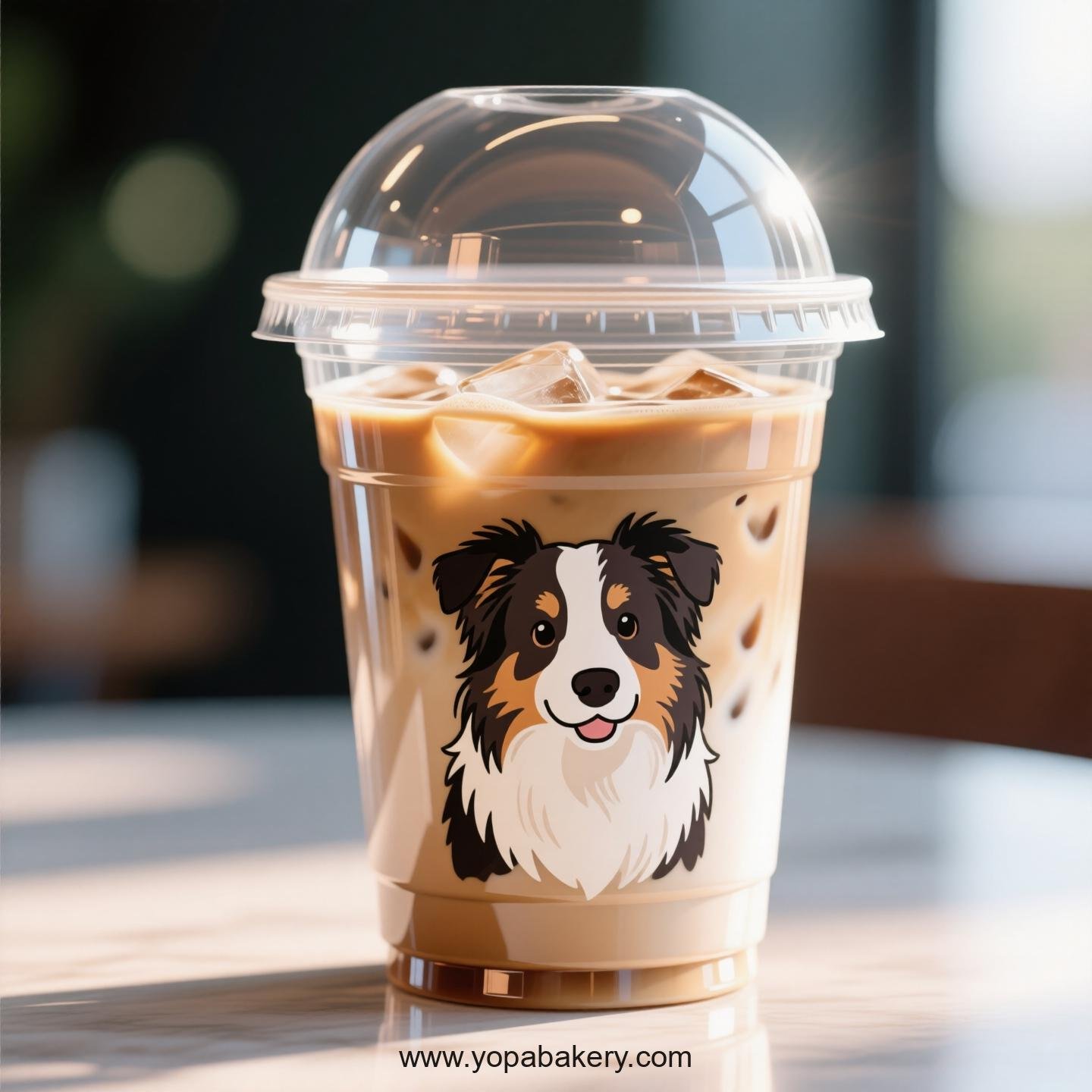 Border Collie Dog Themed Clear Plastic Cups - Disposable PP & PET Coffee Cups with Lids