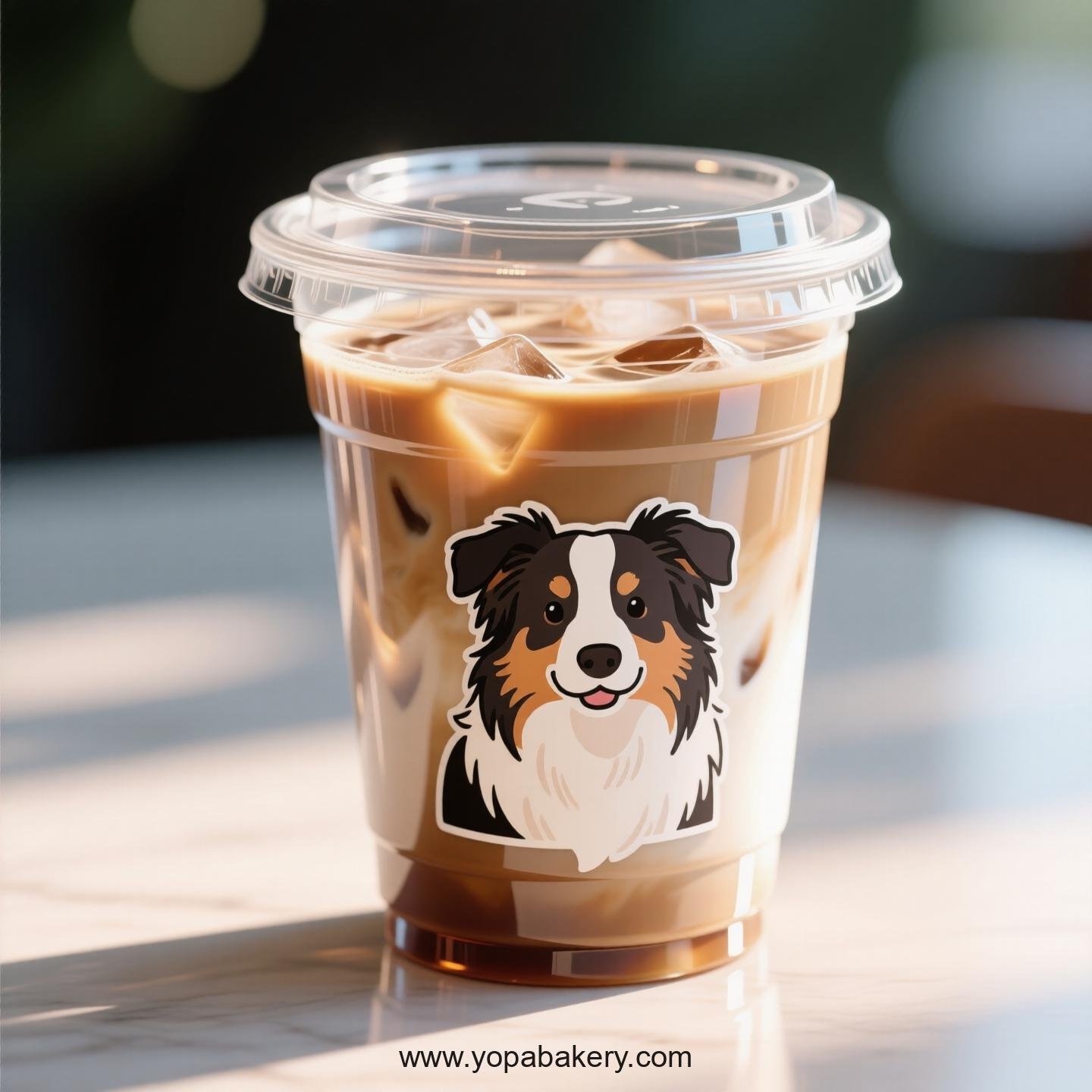 Border Collie Dog Themed Clear Plastic Cups - Disposable PP & PET Coffee Cups with Lids
