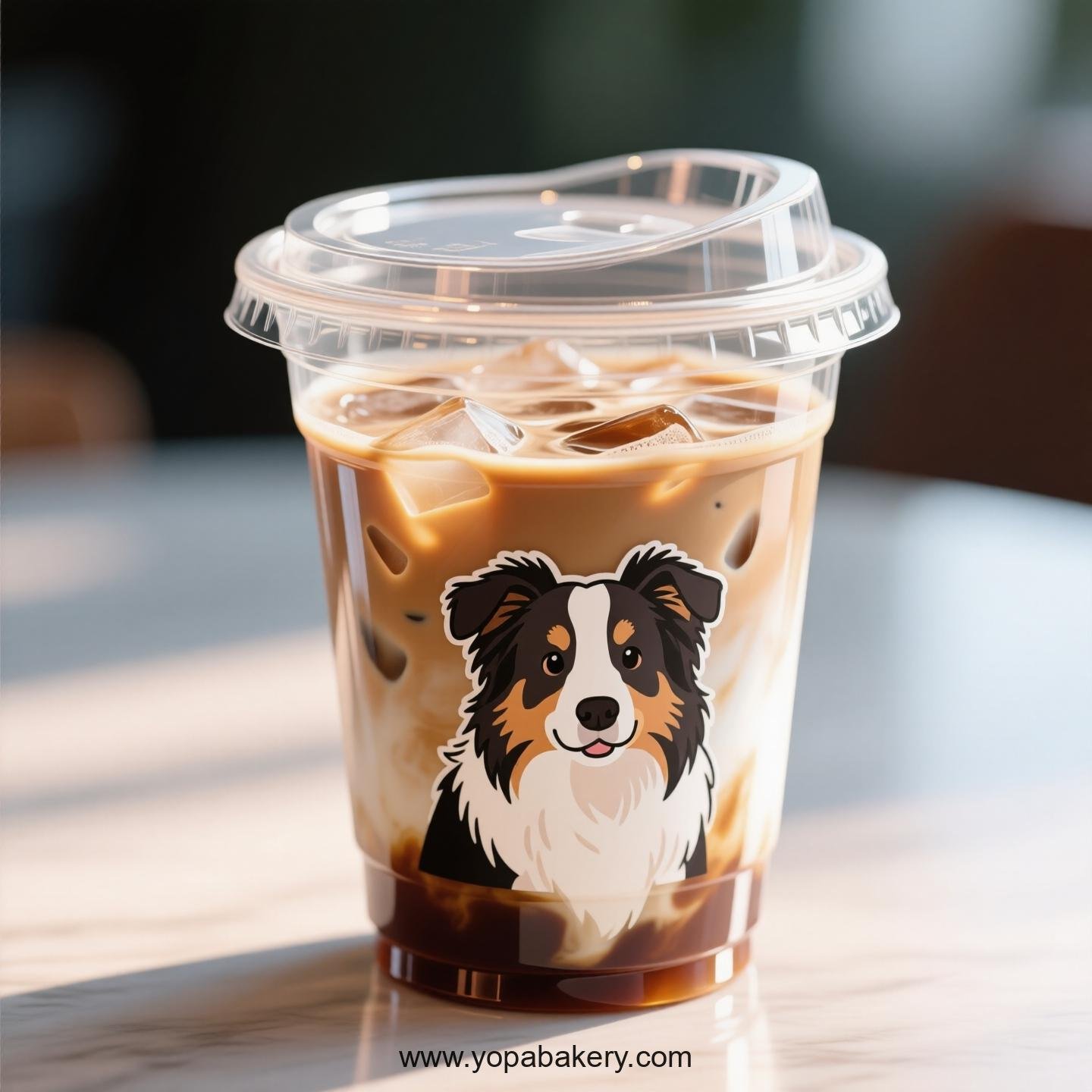 Border Collie Dog Themed Clear Plastic Cups - Disposable PP & PET Coffee Cups with Lids