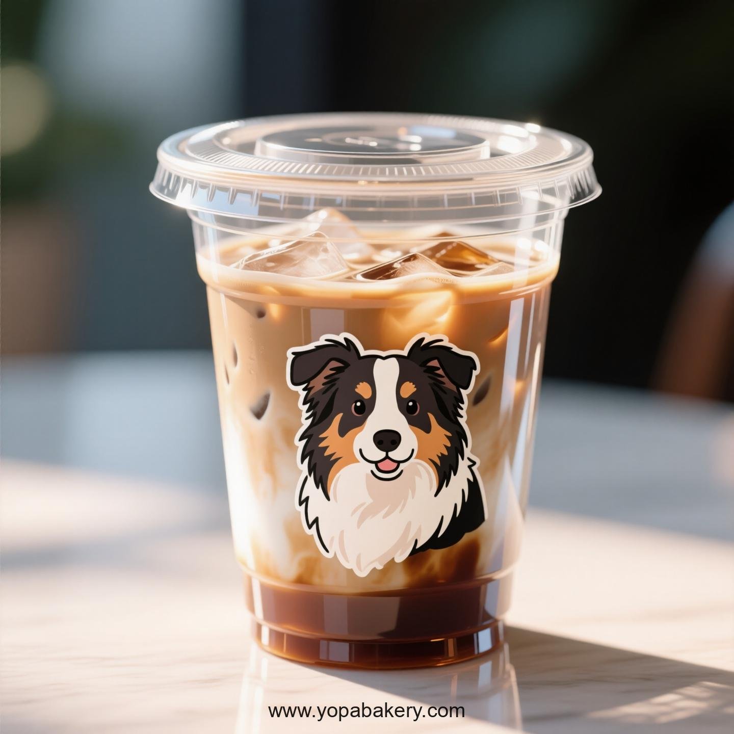 Border Collie Dog Themed Clear Plastic Cups - Disposable PP & PET Coffee Cups with Lids