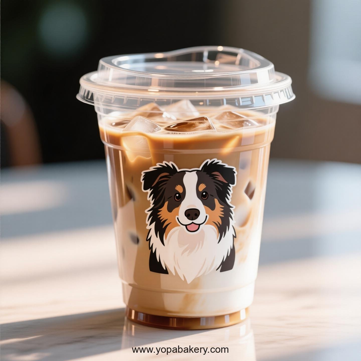 Border Collie Dog Themed Clear Plastic Cups - Disposable PP & PET Coffee Cups with Lids