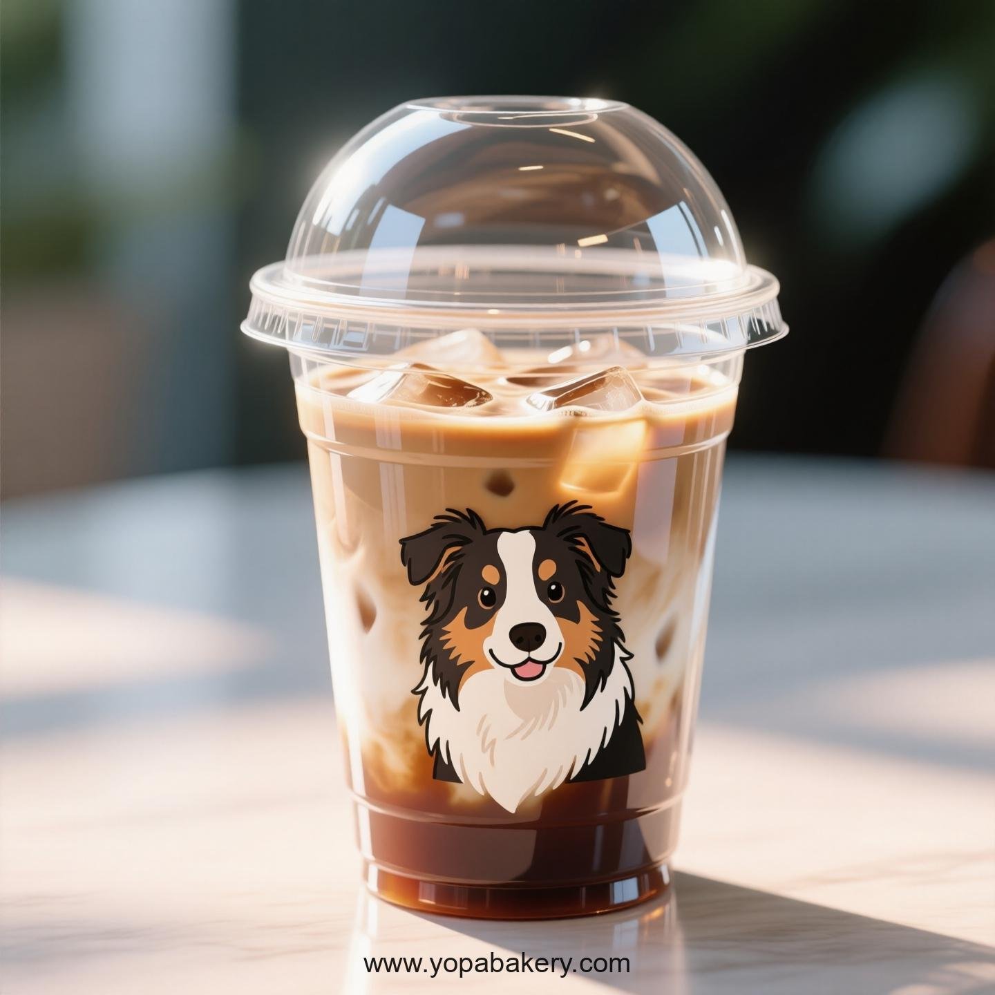 Border Collie Dog Themed Clear Plastic Cups - Disposable PP & PET Coffee Cups with Lids