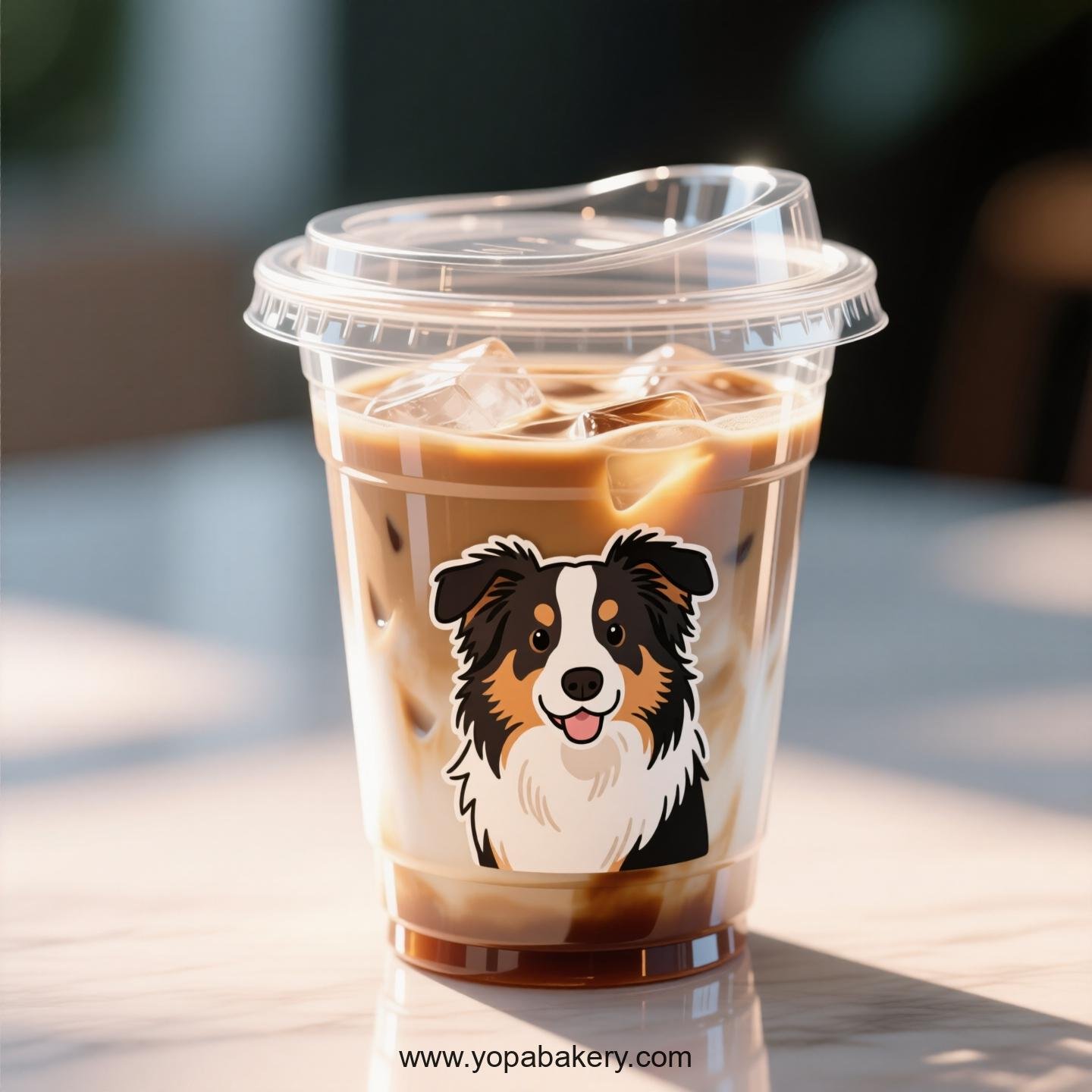 Border Collie Dog Themed Clear Plastic Cups - Disposable PP & PET Coffee Cups with Lids