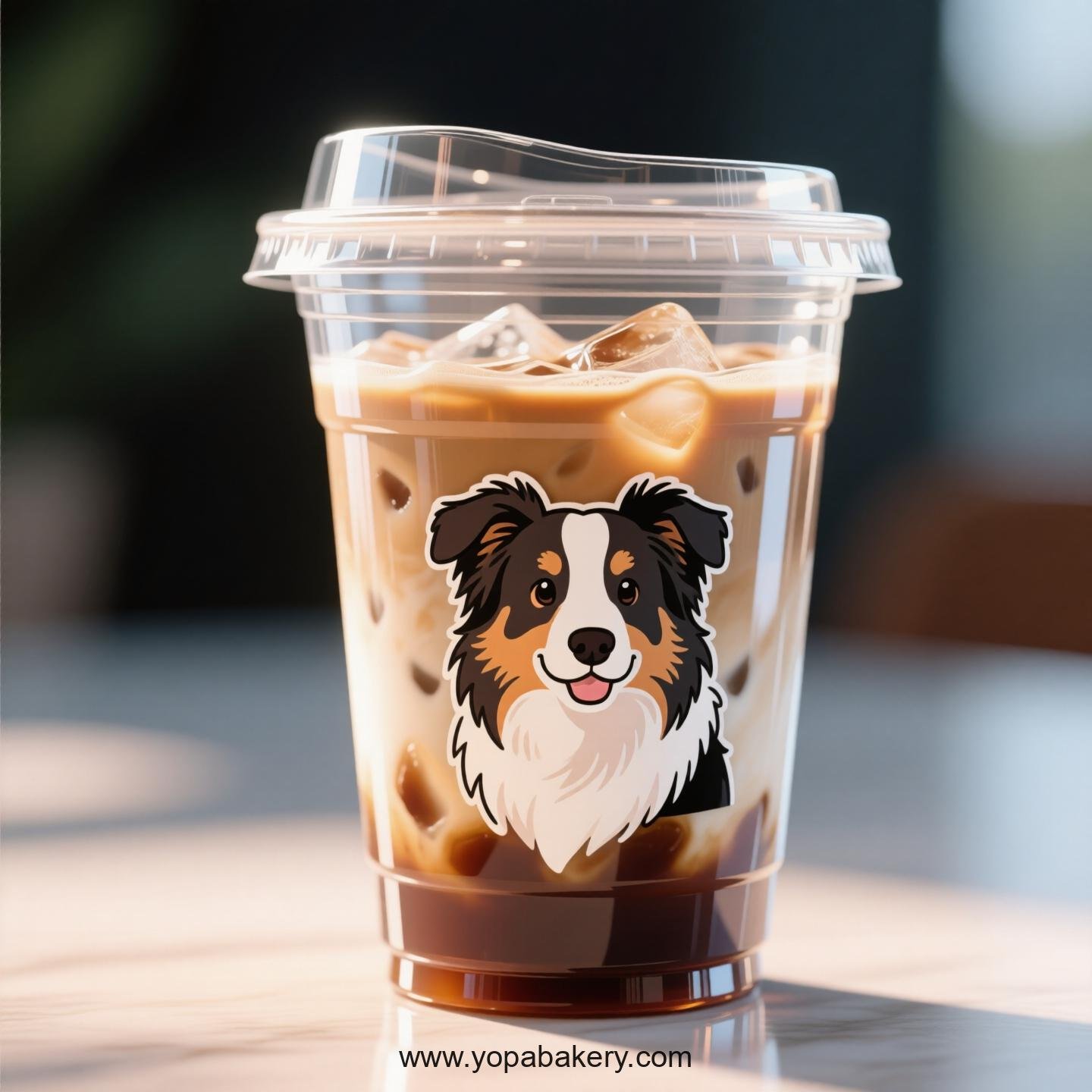 Border Collie Dog Themed Clear Plastic Cups - Disposable PP & PET Coffee Cups with Lids