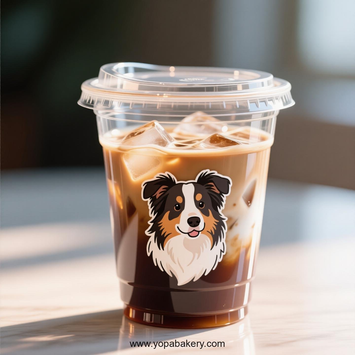 Border Collie Dog Themed Clear Plastic Cups - Disposable PP & PET Coffee Cups with Lids